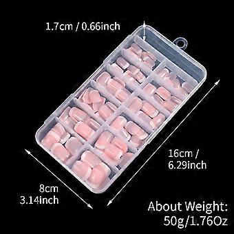Glossy Press On Nails Nude Pink Short Square White French Tip 120Pcs 12 Sizes Reusable Fake Nails for Office Daily Use Party