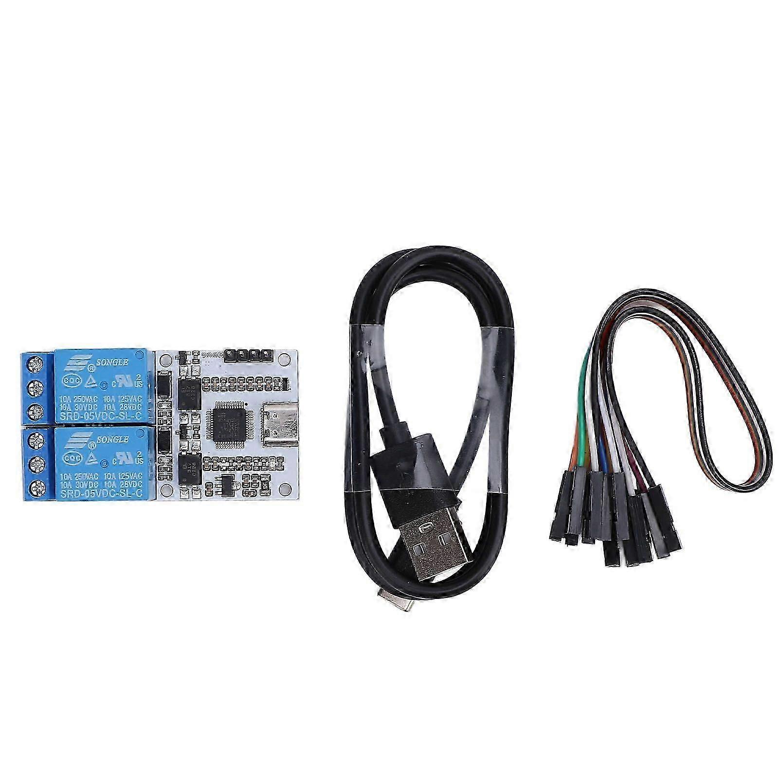 USB Relay Module 2 Channel 5V Smart Serial Control Intelligent Optical Coupling Protecting TYPE C Interface