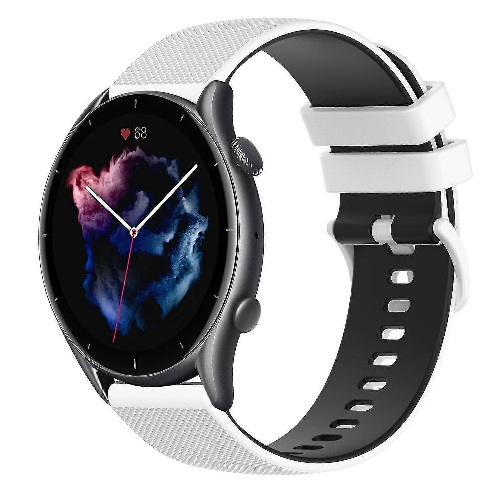 22mm Two-tone Checkered Pattern Silicone Watch Strap for Amazfit GTR 3