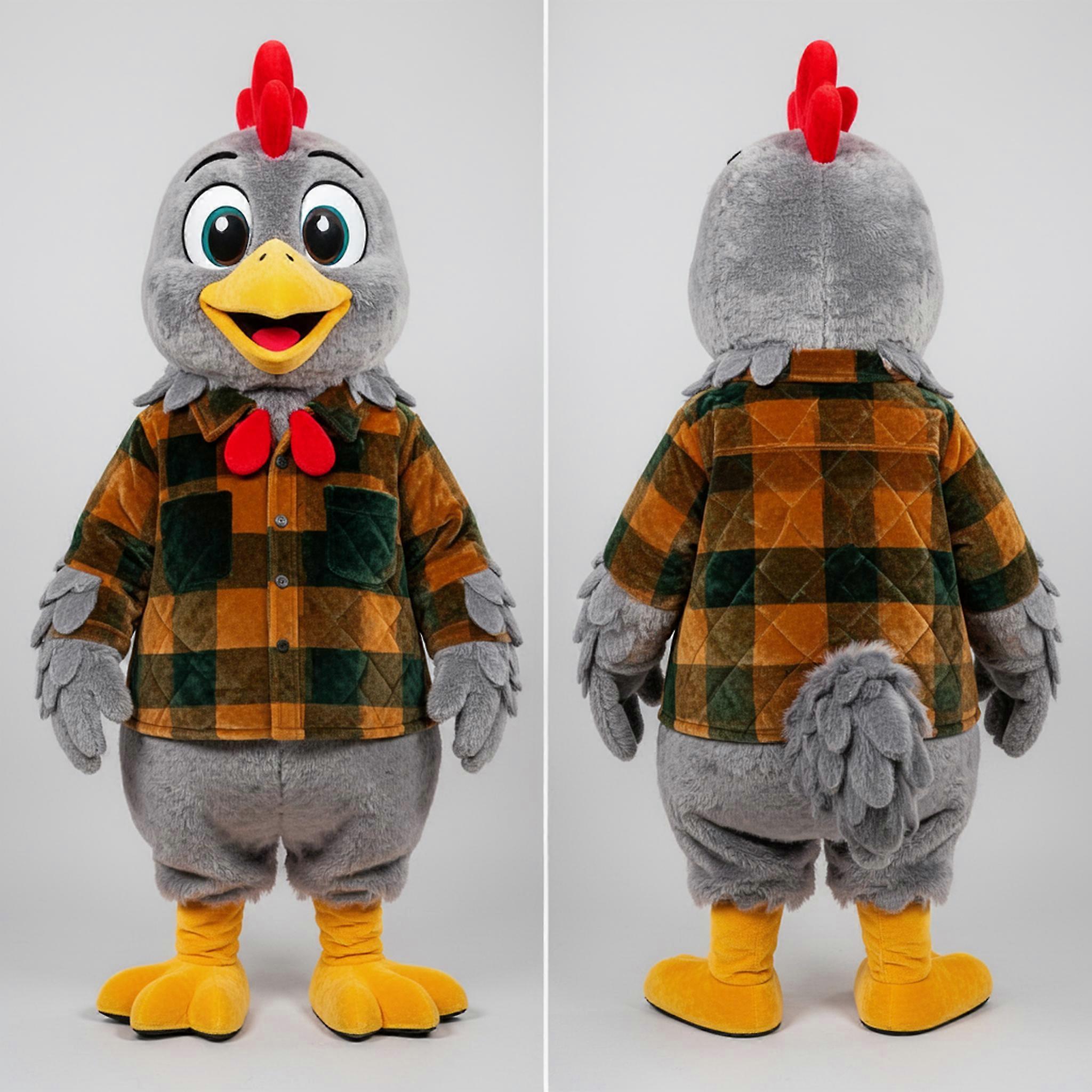 MASTICOT Soft Gray Fluffy Hens Mascot