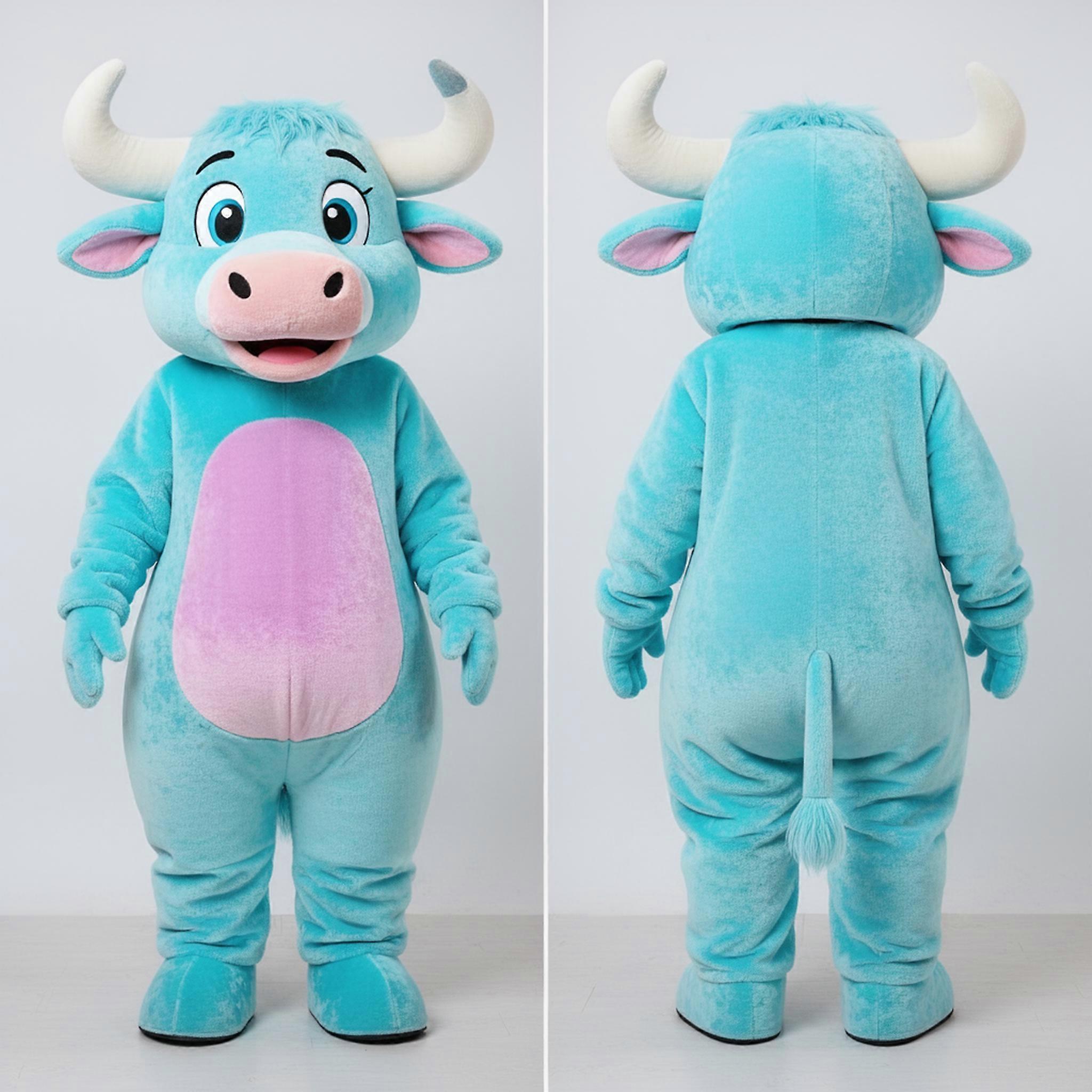 MASTICOT Cyan Plush Zebu Mascot