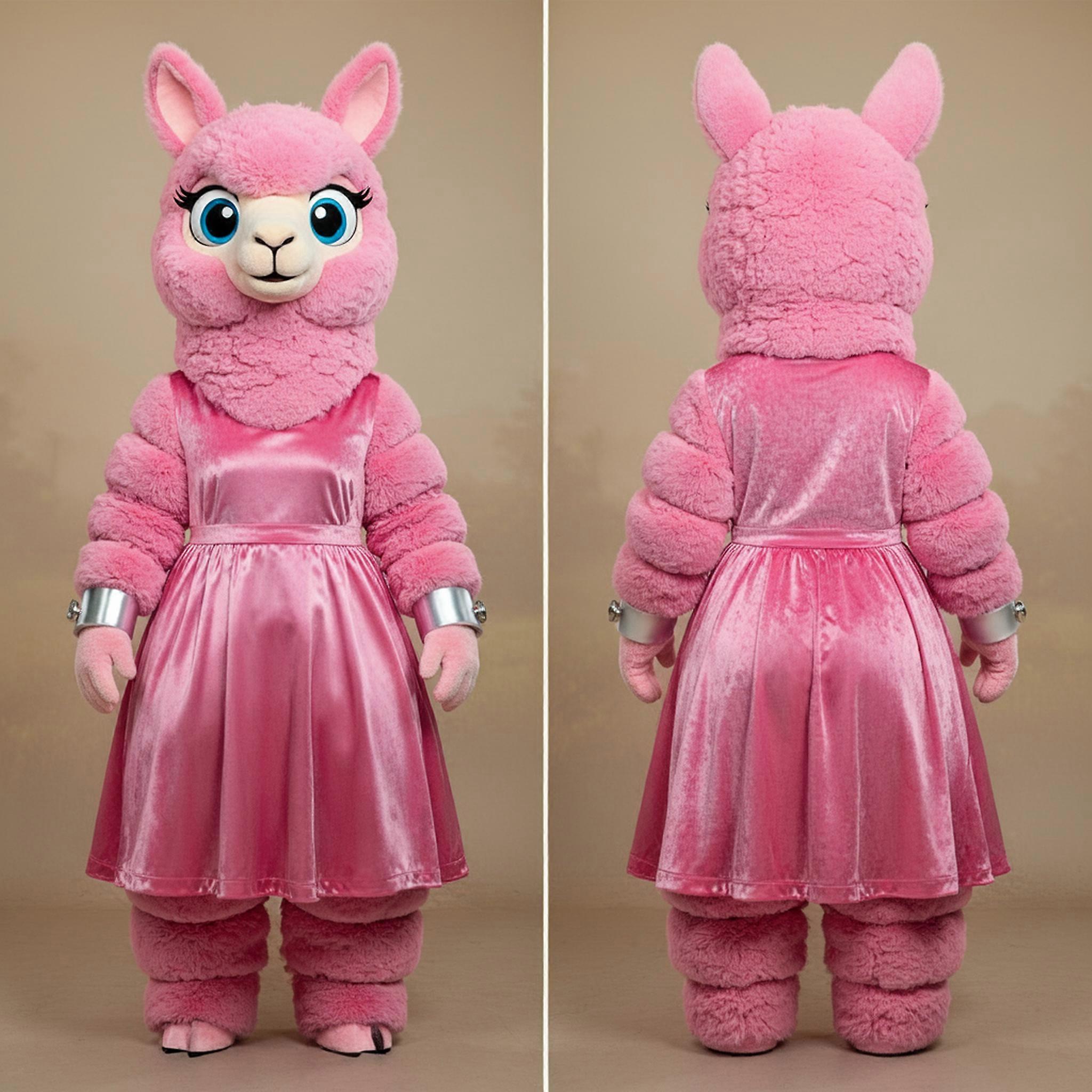 MASTICOT Velvety Pink Charming Alpaca Mascot