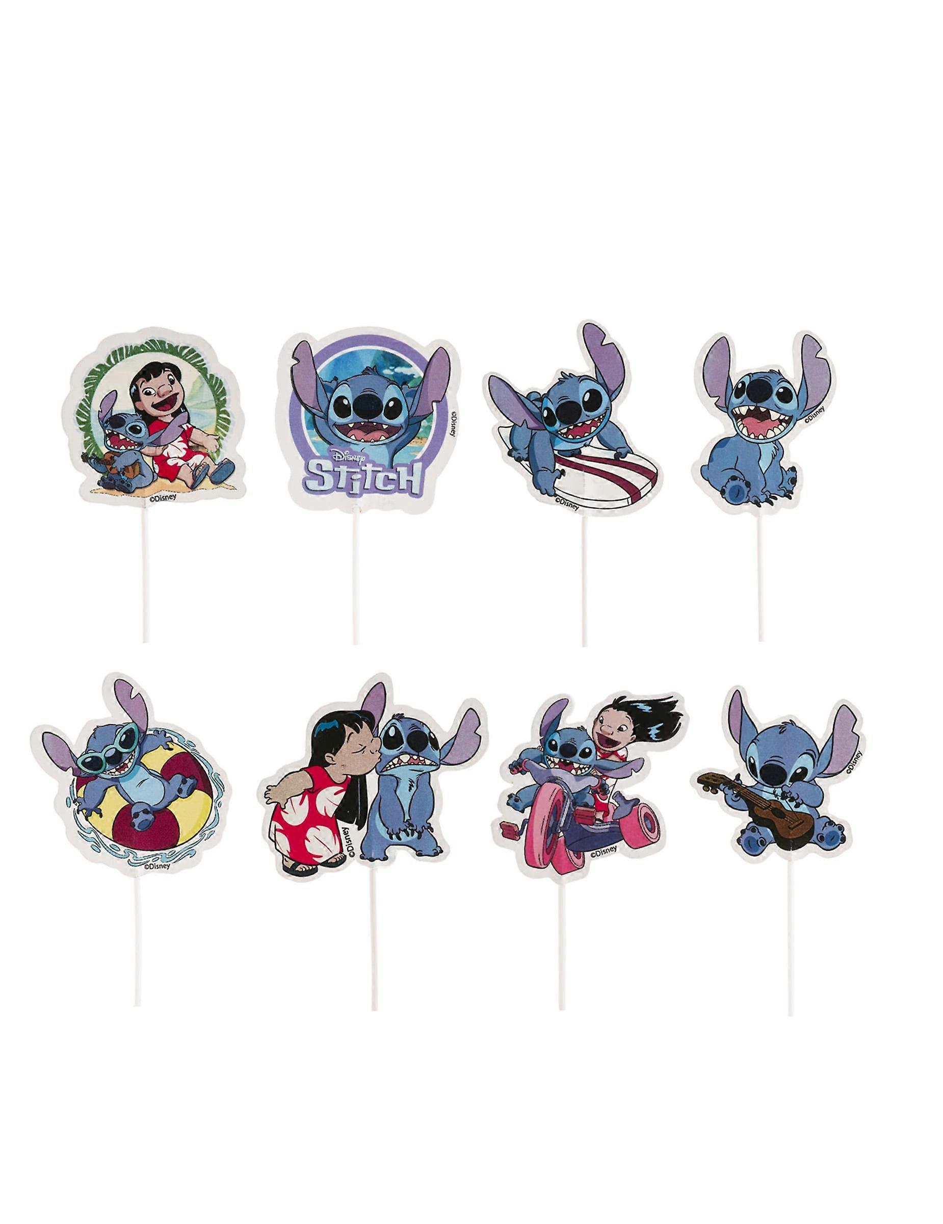 16 Cake Toppers en papier Stitch