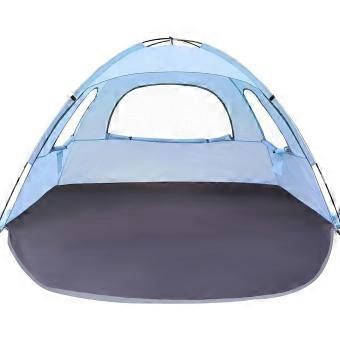Arched Beach Tent, Beach Shade Shelter for Camping Breaks with Single-Layer Fabric Body, Frame Supports, Guy Lines, and Ground Stakes  White
