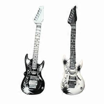 2x White Black Inflatable Guitar Disco Blow Up Fancy Dress Party Prop Musical