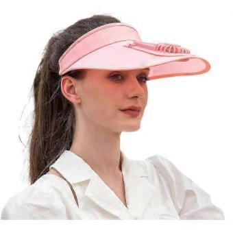 Sun Visor Hat with Fan, PVC and Cotton, 3 Temp Settings, UPF50+ Large Brim Sun Protection, Adjustable 21-23.5 Inch, for Women Men Kids