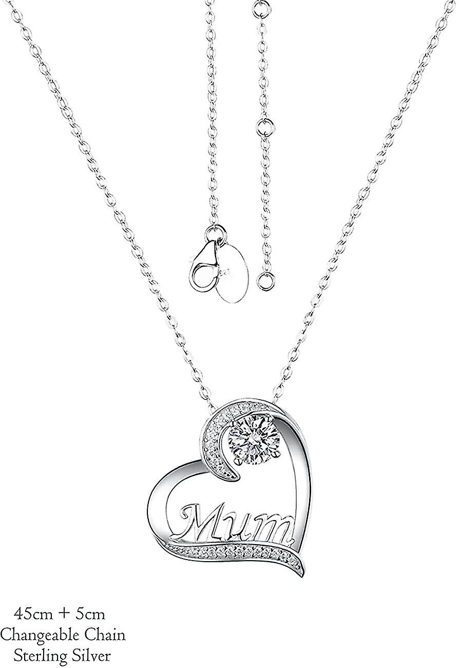 Collana Mamma WINNICACA In Argento 925 Con Ciondolo Cuore E Zircone, Regalo Emozionale Per La Mamma