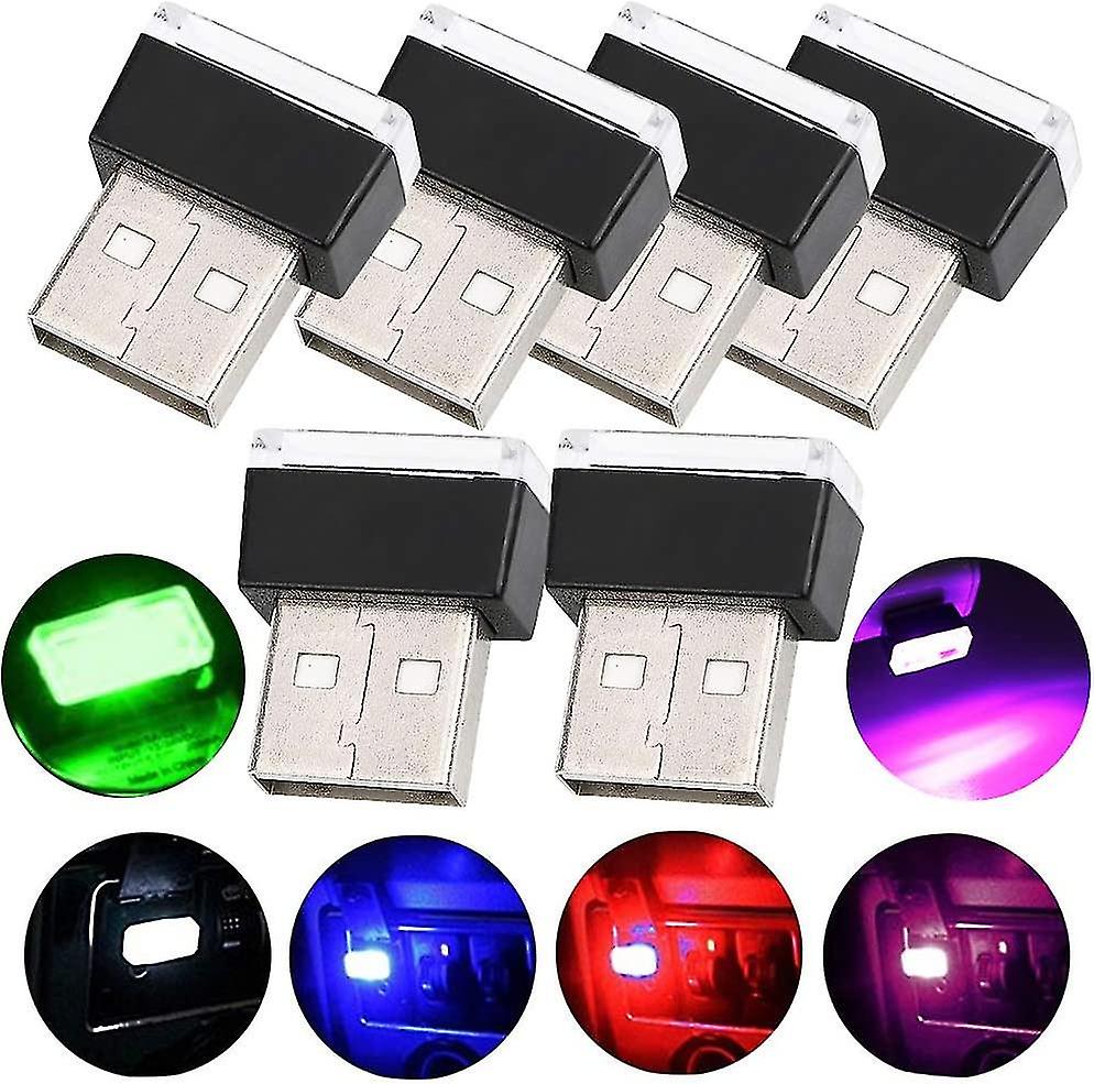 Car Usb Lighting,6pcs Car Interior Lighting Atmosphere Light Universal  hy