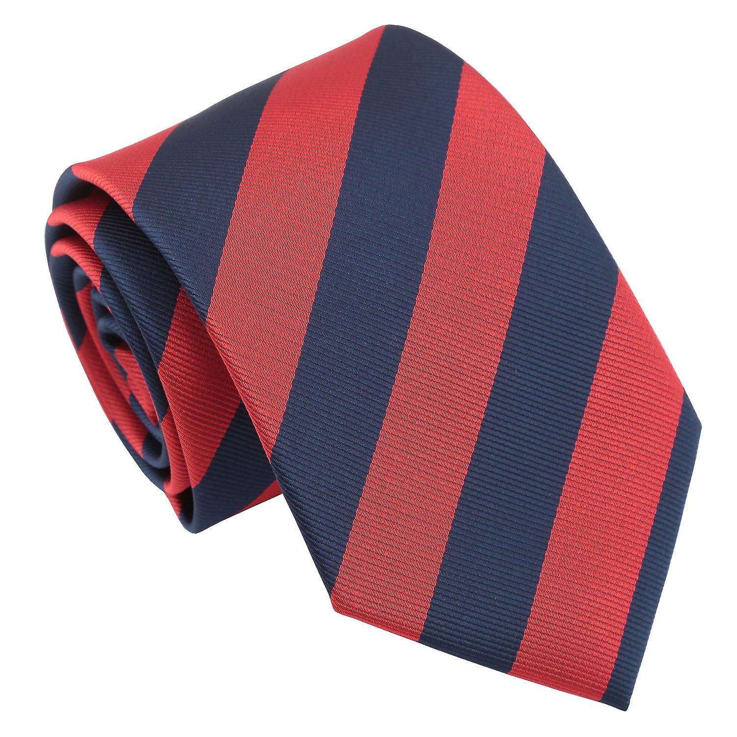 Navy Blue and Red Classic Stripe Tie