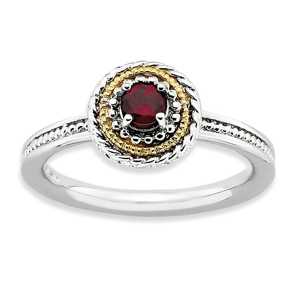 2.25mm 925 Sterling Silver Polished Prong set Stackable and 14k 925 Sterling Silver Stackable Garnet Ring Stackable Ring