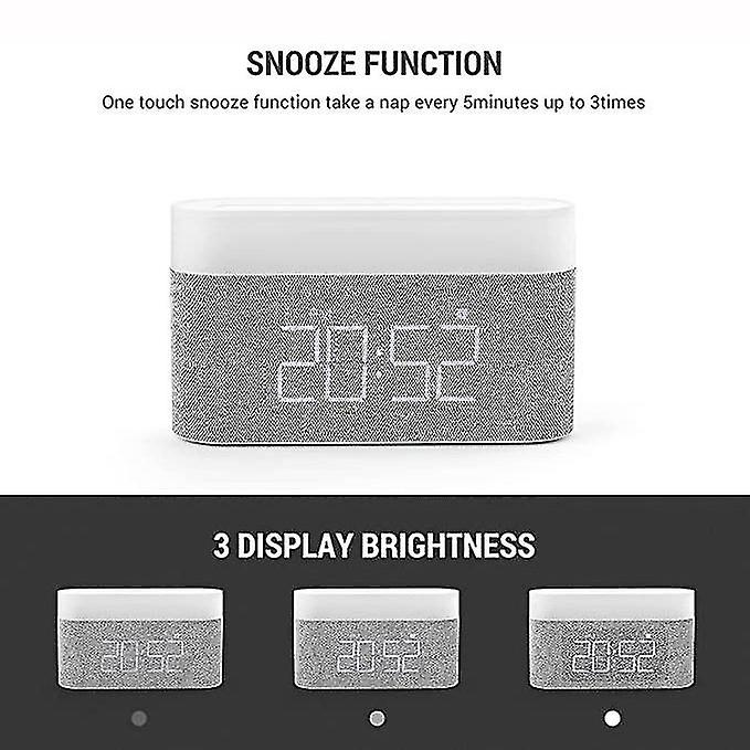 Flat 15w Wireless Charging Nightlight Alarm Clock, Digital Alarm Clock With Nightlight, Touch Bedside Alarm Clock With Adjustable Brightness, Max 15w