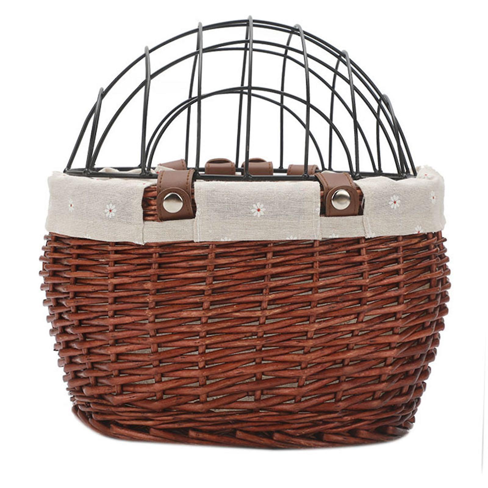 Pets Dog Bicycle Front Basket Handlebar Baskets for Bikes Camping Brown
