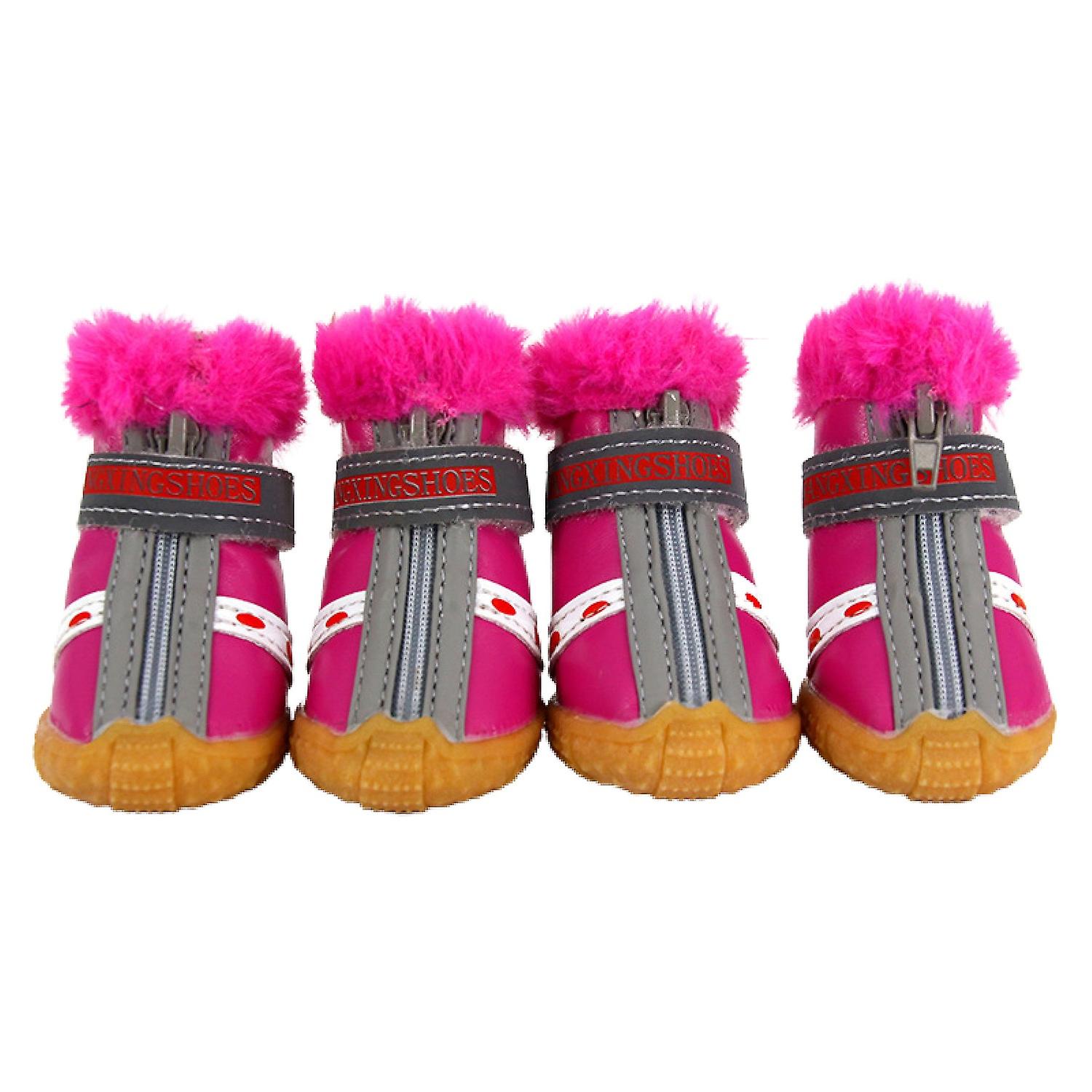 ZHOUBA 4Pcs Puppy Shoes Fastener Tape Keep Warmth Portable Pet Sneaker Boots for Small Dogs