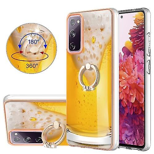 For Samsung Galaxy S20 Fe Electroplating Dual-side Imd Phone Case With Ring Holder(smile)