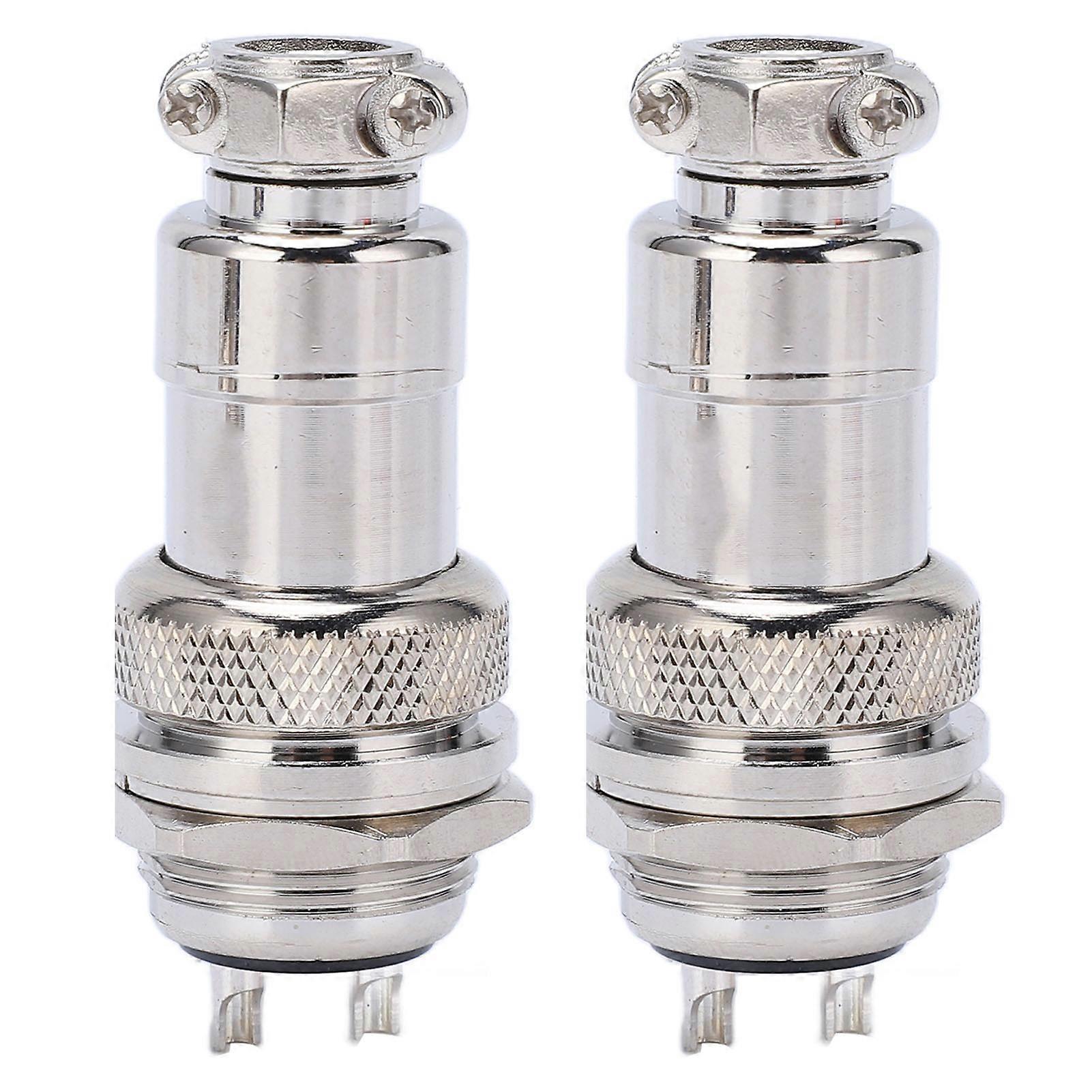 2Pcs Aviation Plug Socket Connector Zinc Alloy Shell Copper Silver Plated Connectors 2 Pin