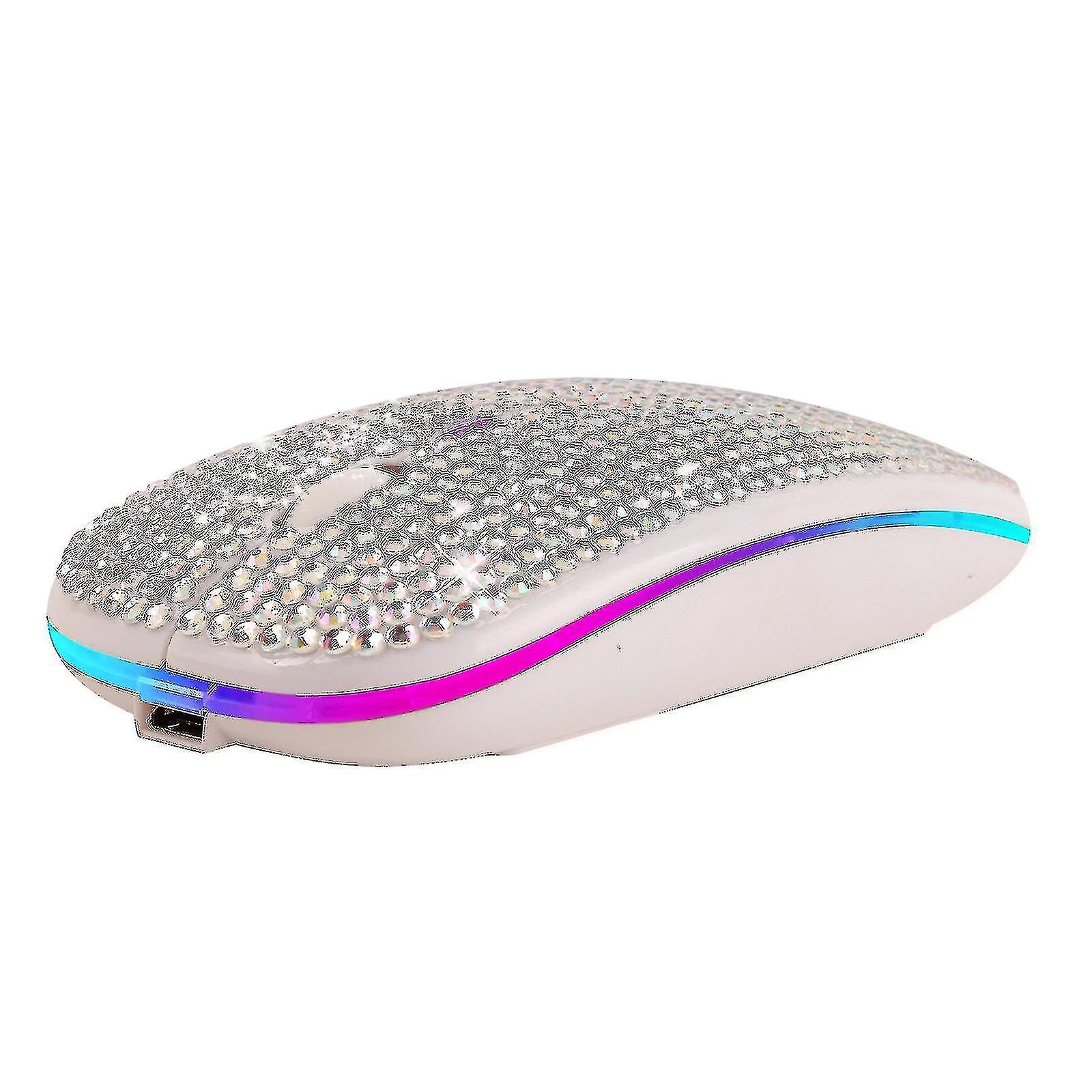 Dazzling Rechargeable 2.4ghz Ultra Thin Wireless Mouse Covered Wwith Crystal