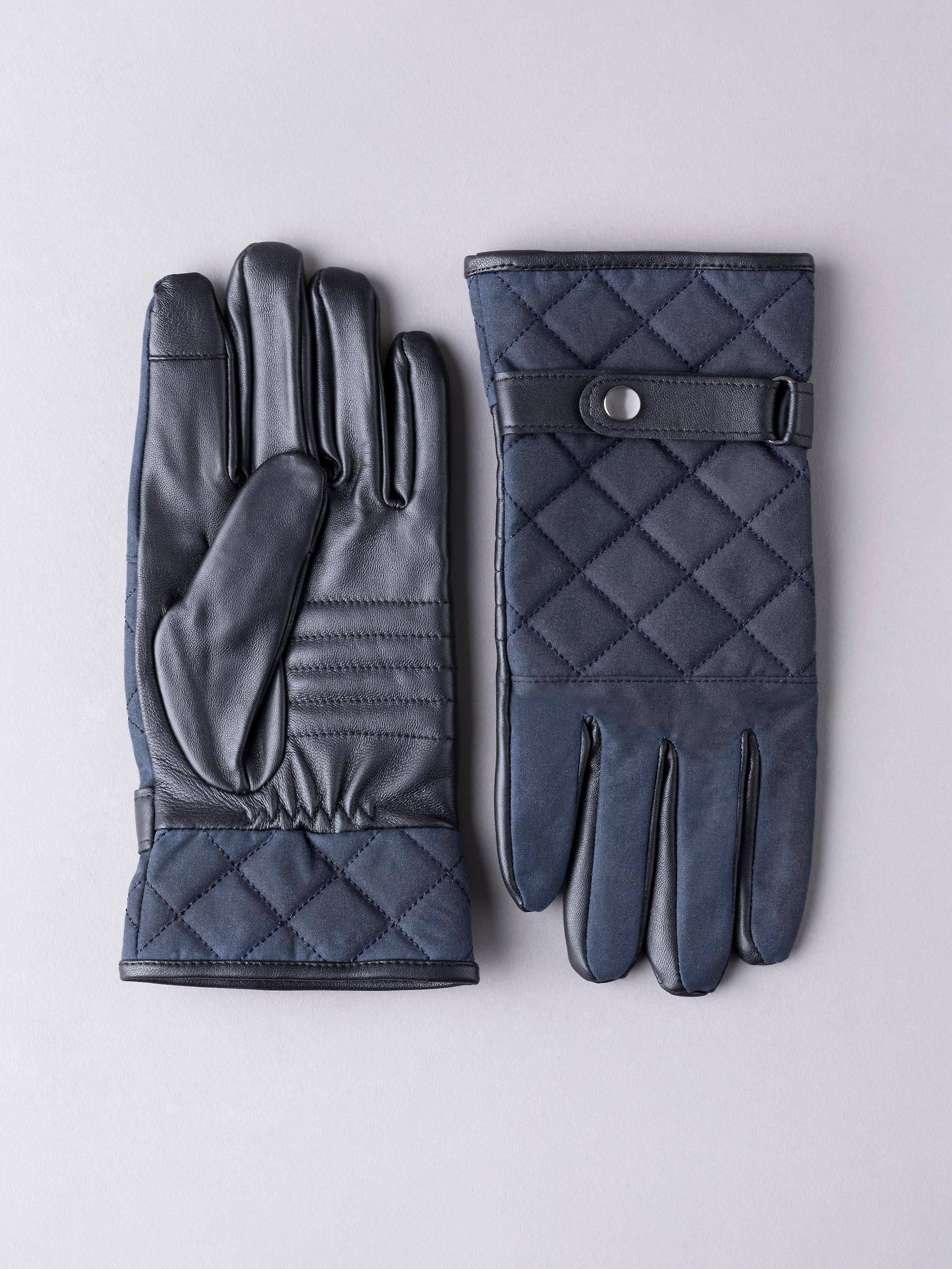 Wax Quilted Gloves in Navy