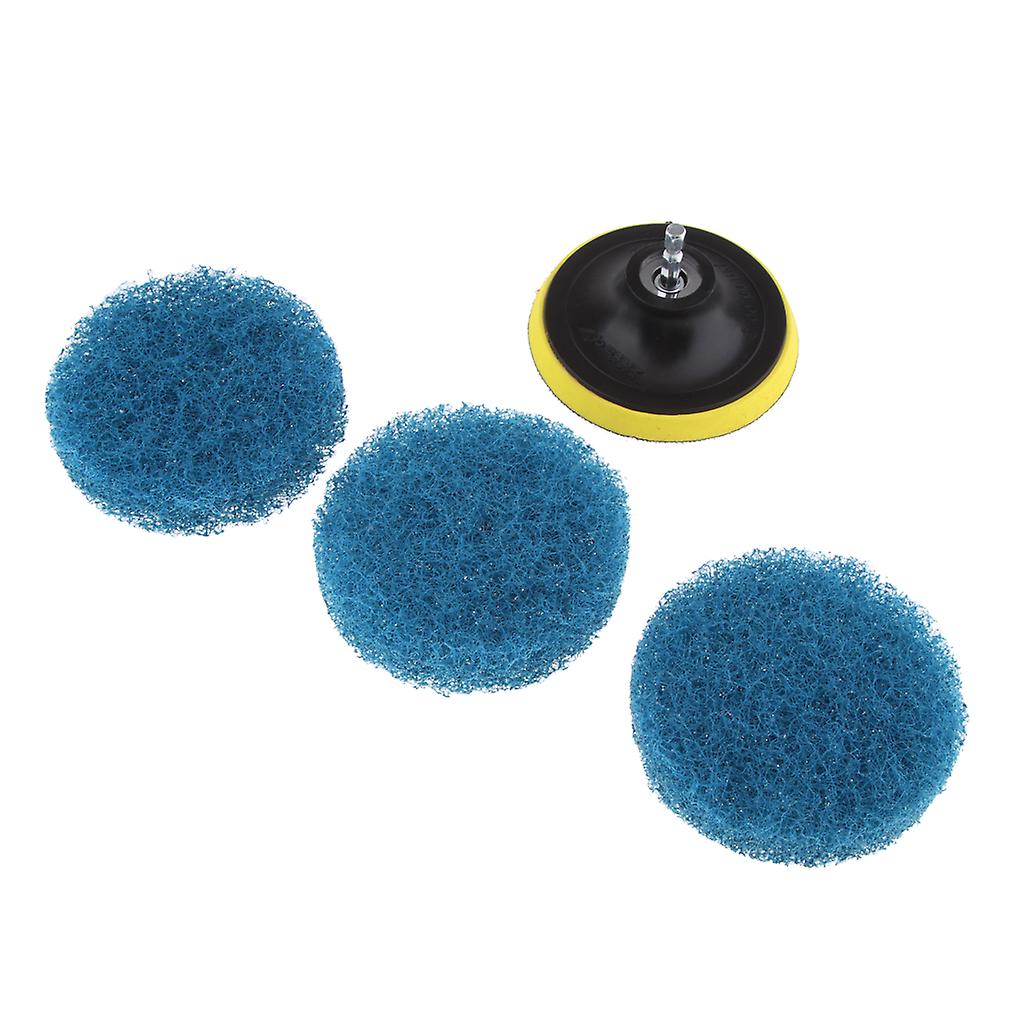 Drill Brush Power Scrubber Cleaning Tub Cleaner Attachment Kit w/3 Pads Blue
