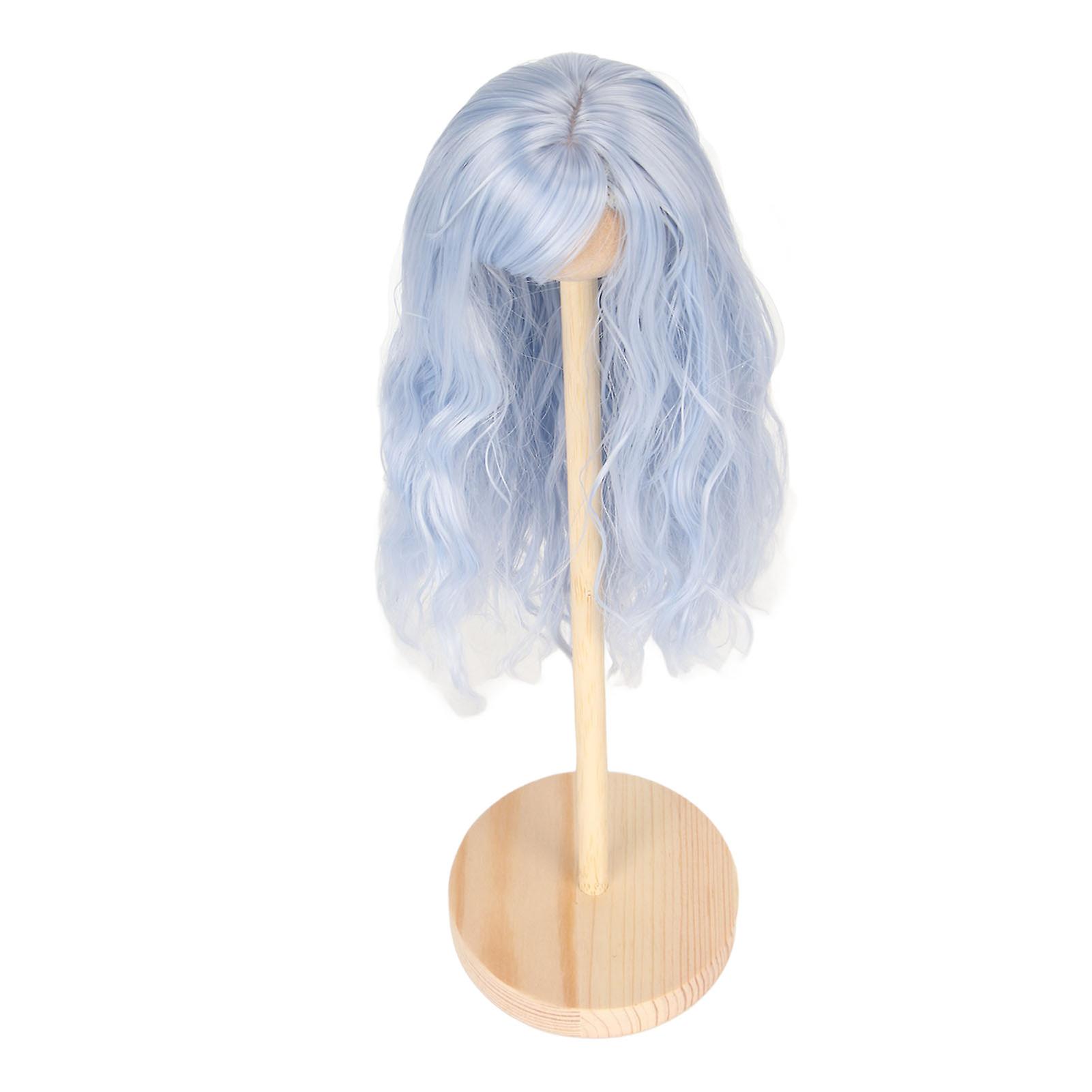 High Temperature Artificial Silk Doll Wig Long Curly Hair for 1/6 Doll 15.5-17cm Blue