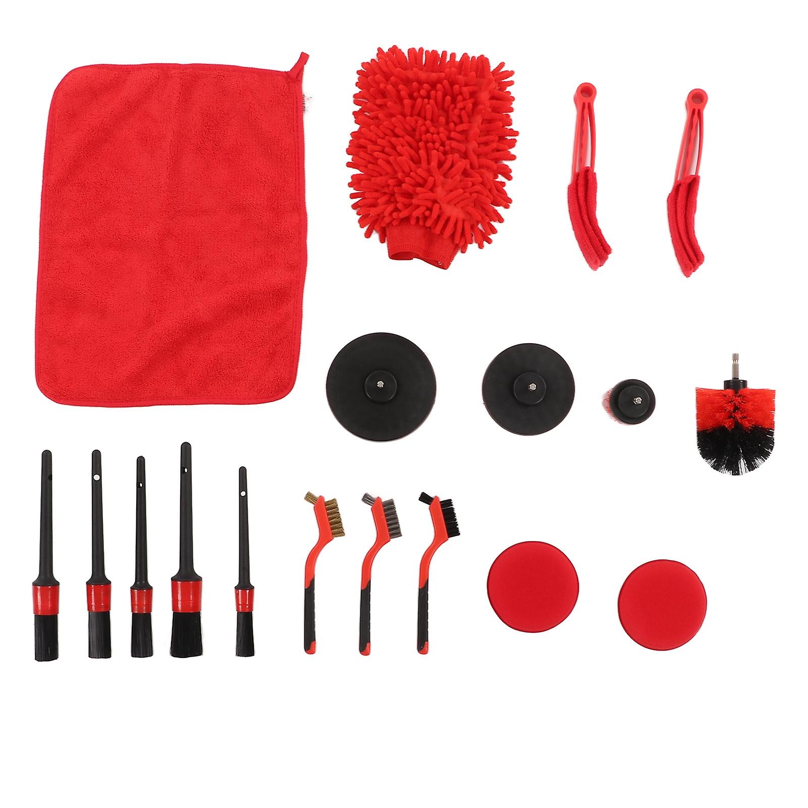 Practical car cleaning kit 18pcs for automotive detailing brushes