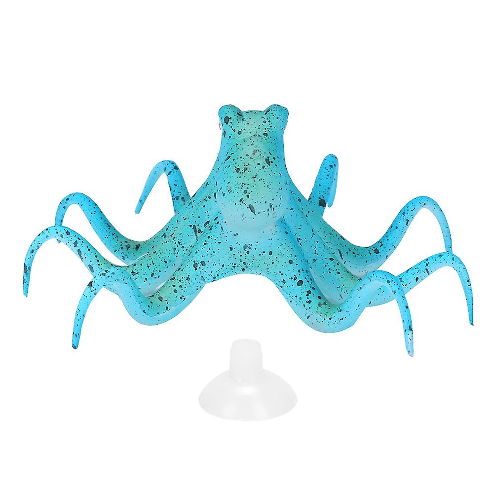Silicone artificial fluorescent simulation octopus aquarium fish tank decoration (blue)