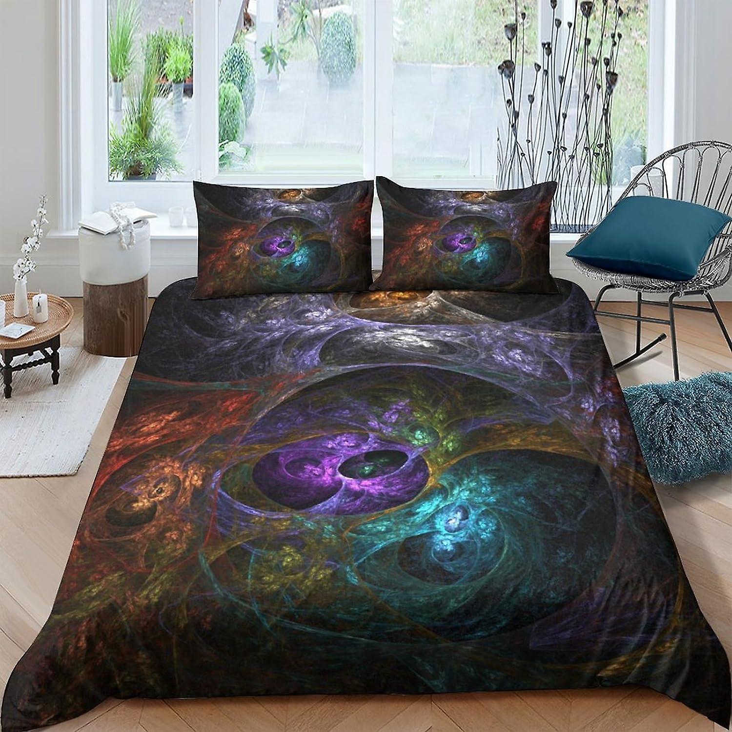 LOUSON Abstraction3D Bedding Print Set Pieces Soft Microfiber Duvet Cover with Pillowcases with Zipper Closure for Kids Teens Adults Abstraction Strip