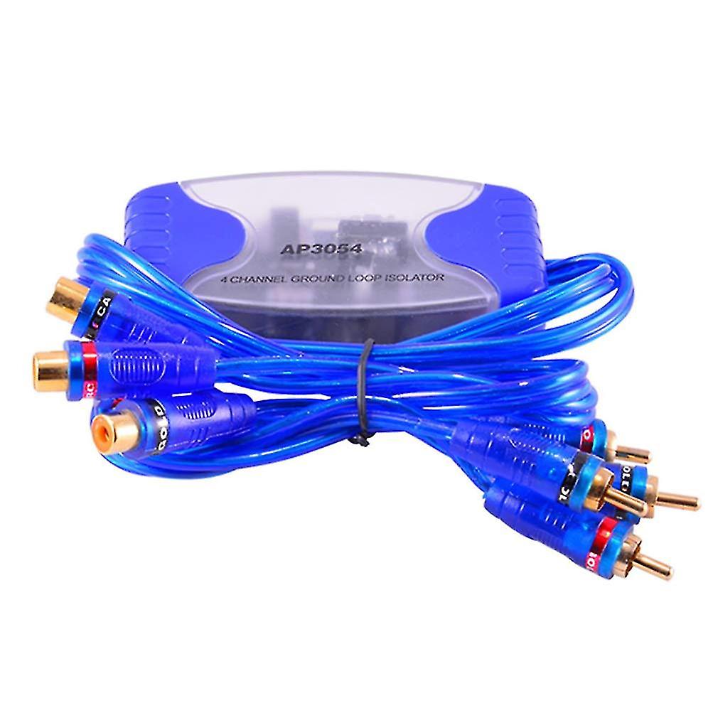 Car Amplifier Noise Filter,4 Channel RCA Ground Loop Isolator, Ground Loop Noise Isolator, Line Noise Filter Eliminator 50W (Blue)