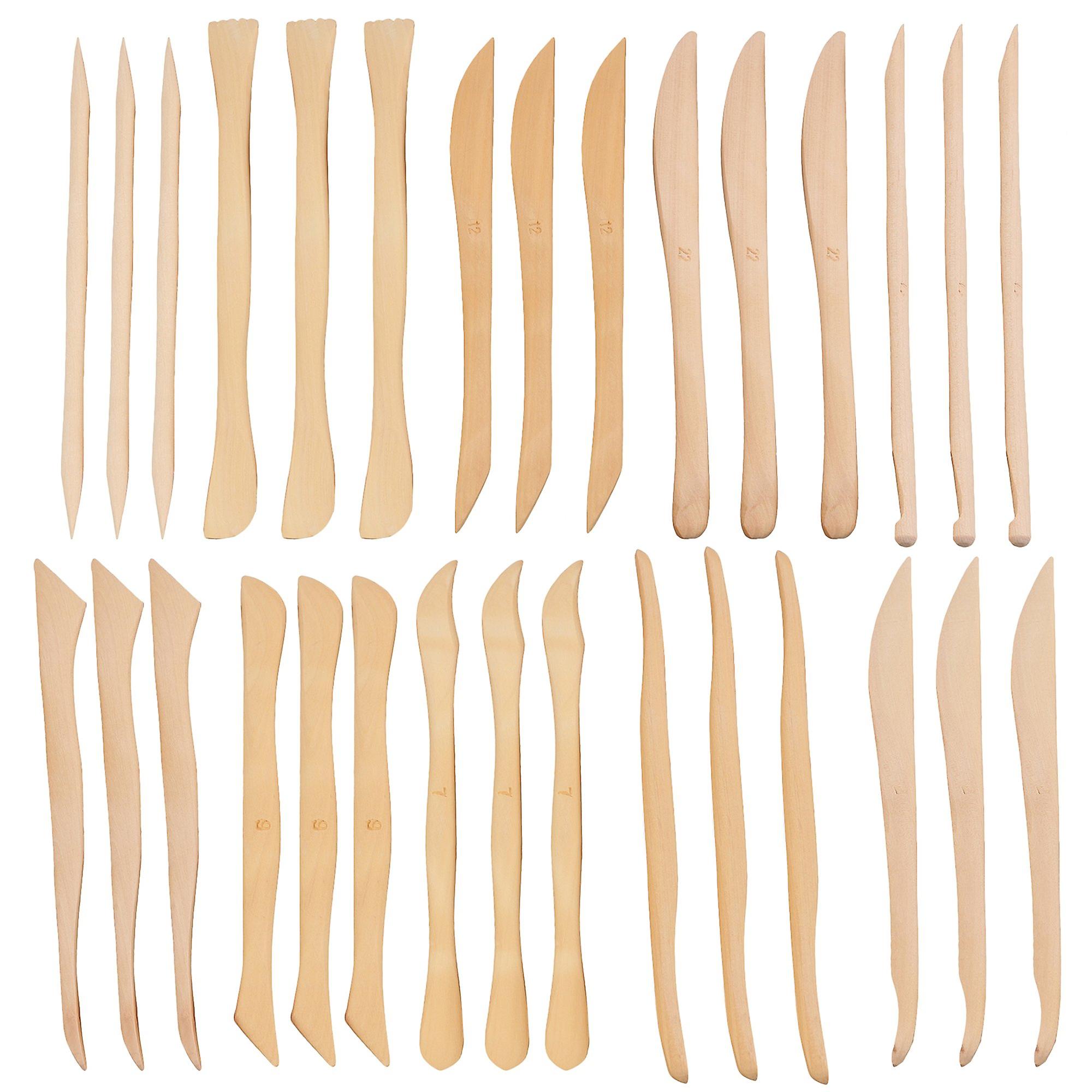 30pcs Wood Wooden Clay Modeling Tool Set For Pottery Making Wooden Color