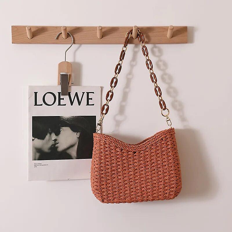 Redkid Petit Sac Tissé Violet Frais Sous Les Aisselles Nouveau Croissant Épaule Unique Solide Paille