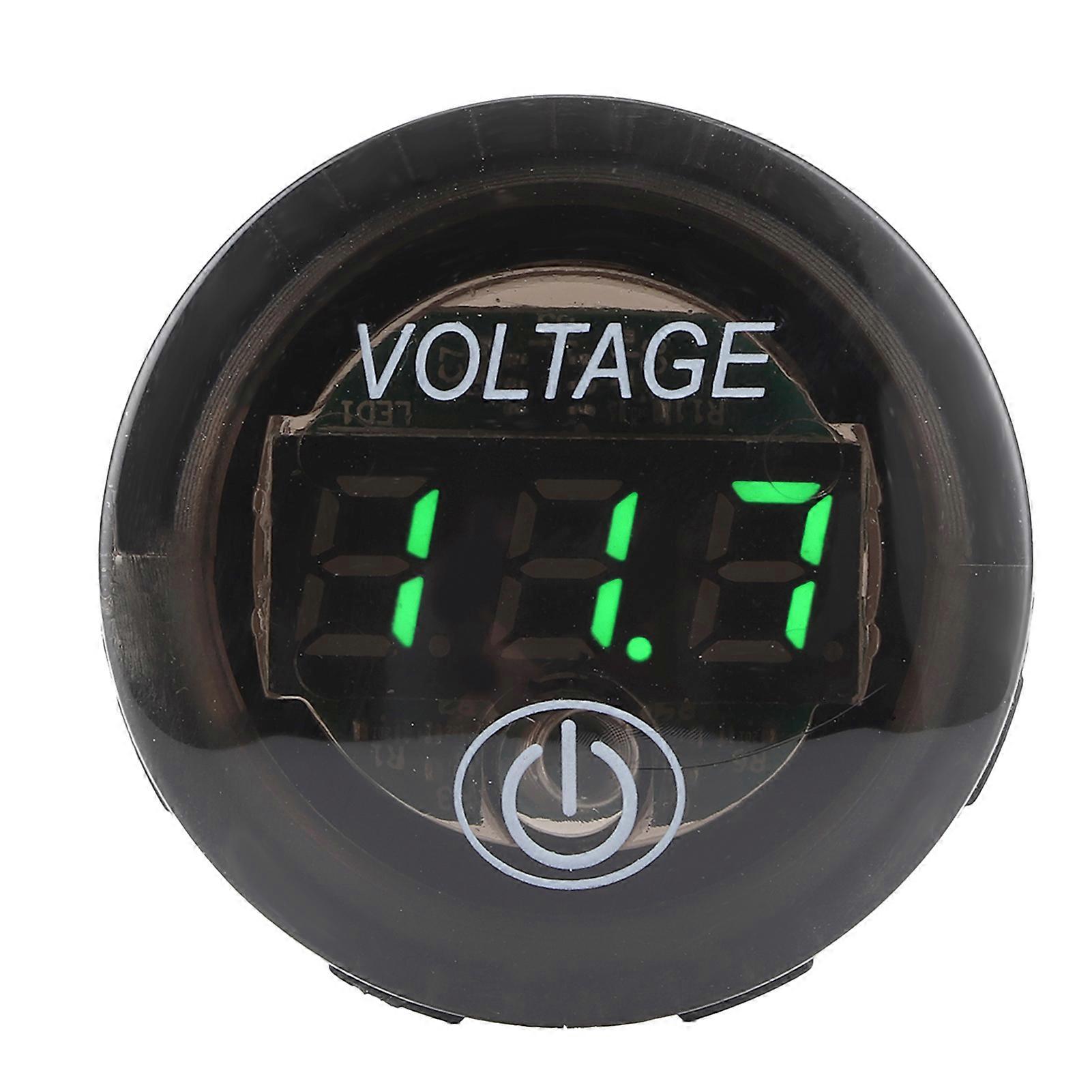 Universal LED DC Digital Voltmeter for Car Battery 12V/24V with Touch Switch - Green
