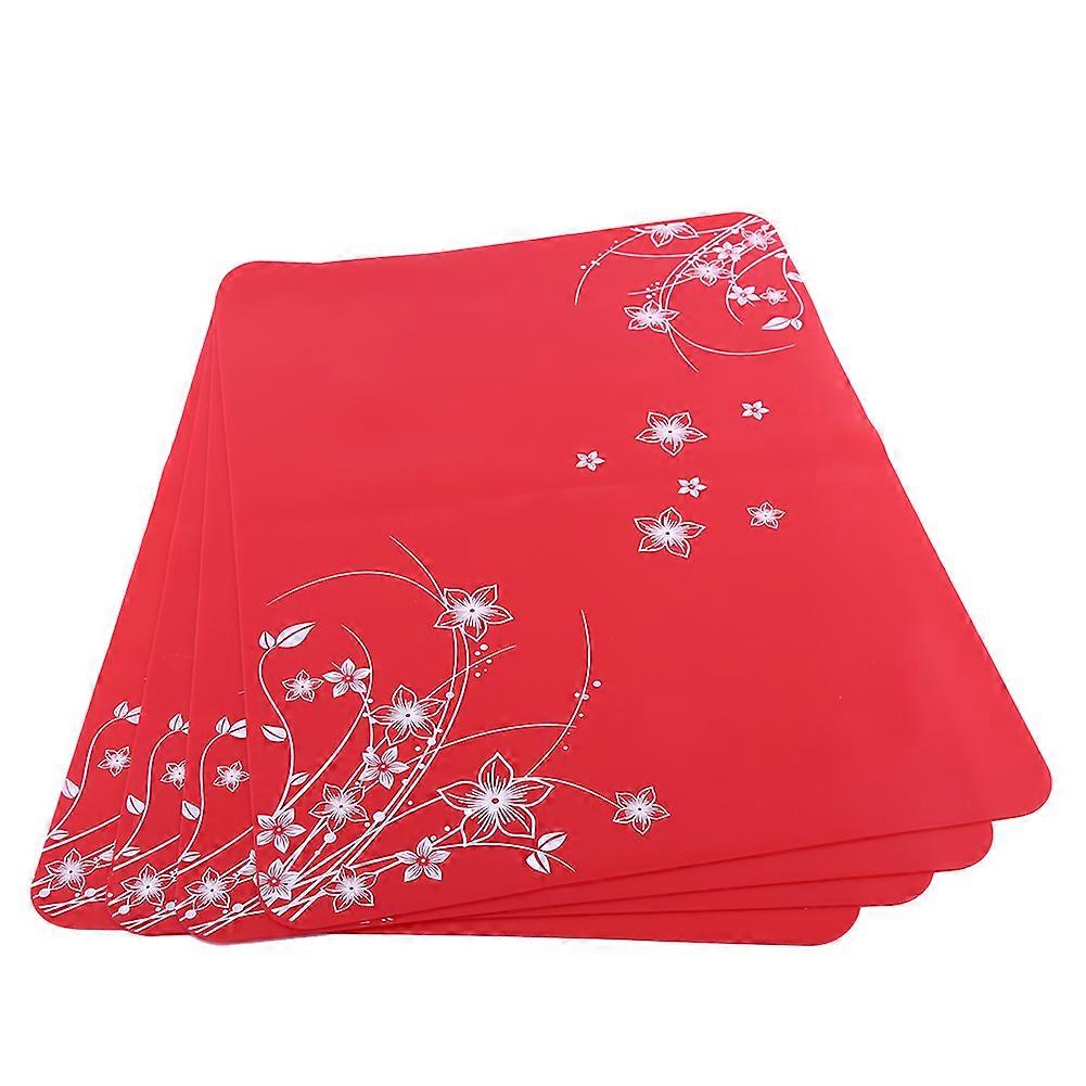 4PC Silicone Kitchen Placemats Non-slip Insulation Baking Mats Tables Coasters Red