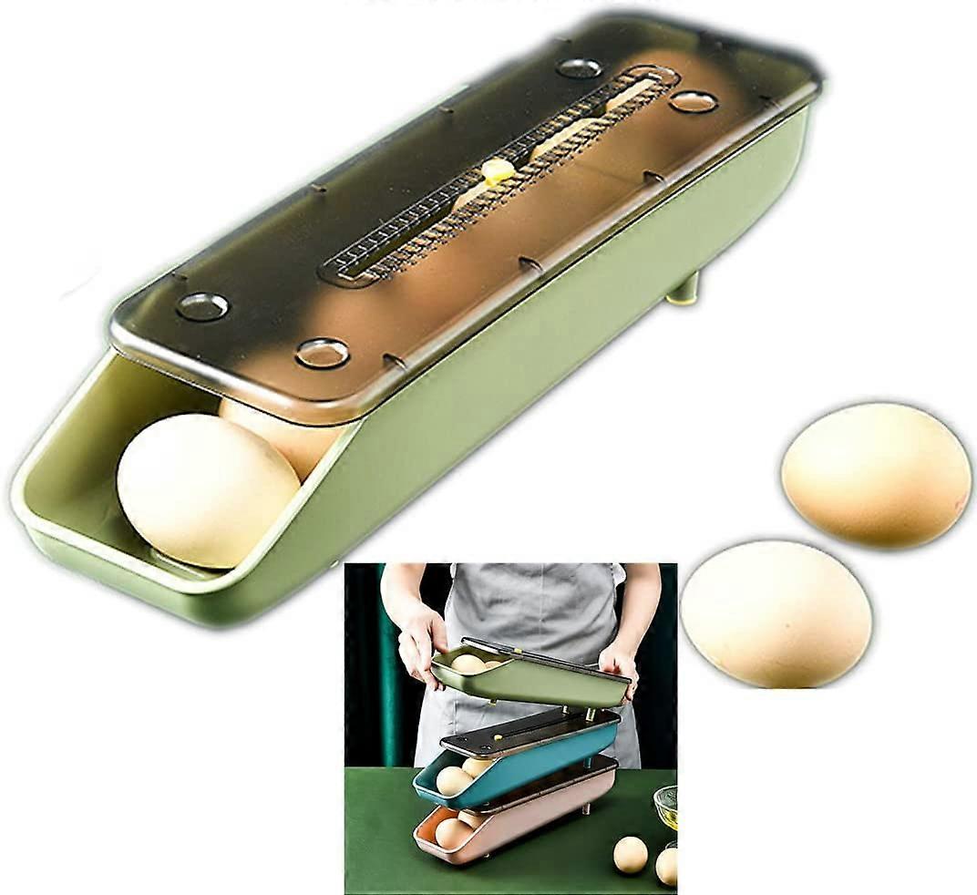 Egg Box with Automatic Rolling Egg Tray (Green)