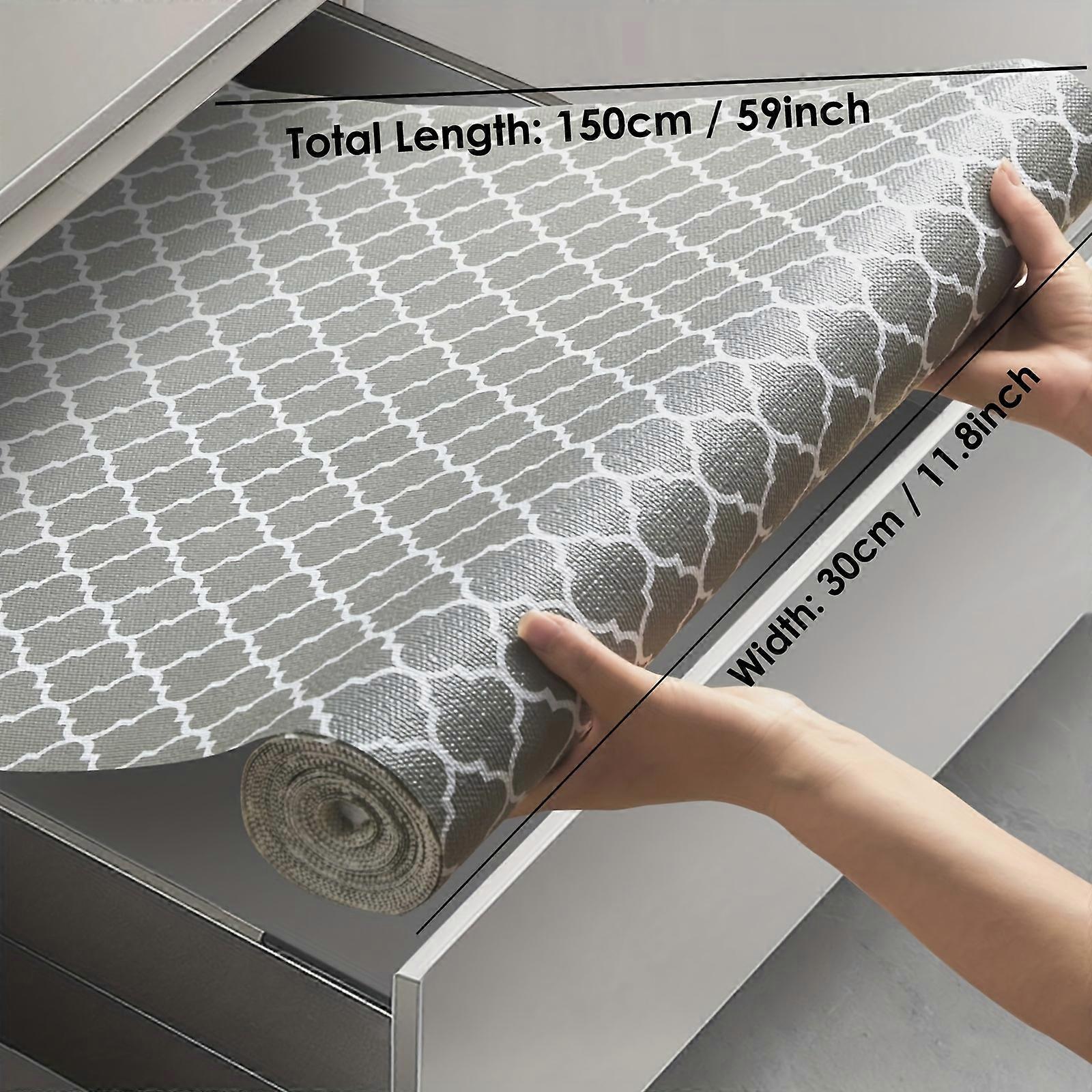 Premium Vinyl Shelf Liner - Waterproof, Non-Slip, Oilproof, and Durable Mat for Shelf, Cabinet, Counter, Refrigerator, and Cupboard Organization - Eas