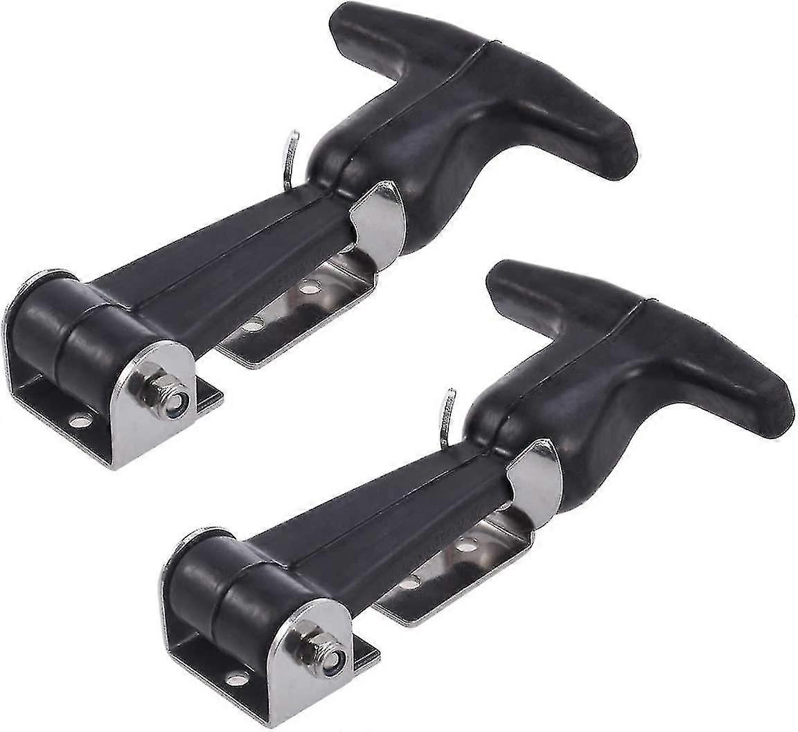 Flexible T-handle Hasp Elastic Stainless Steel Rubber Hood T-handle Draw Latch T-handle Hasp With Brackets For Tool Boxblack 2pcs