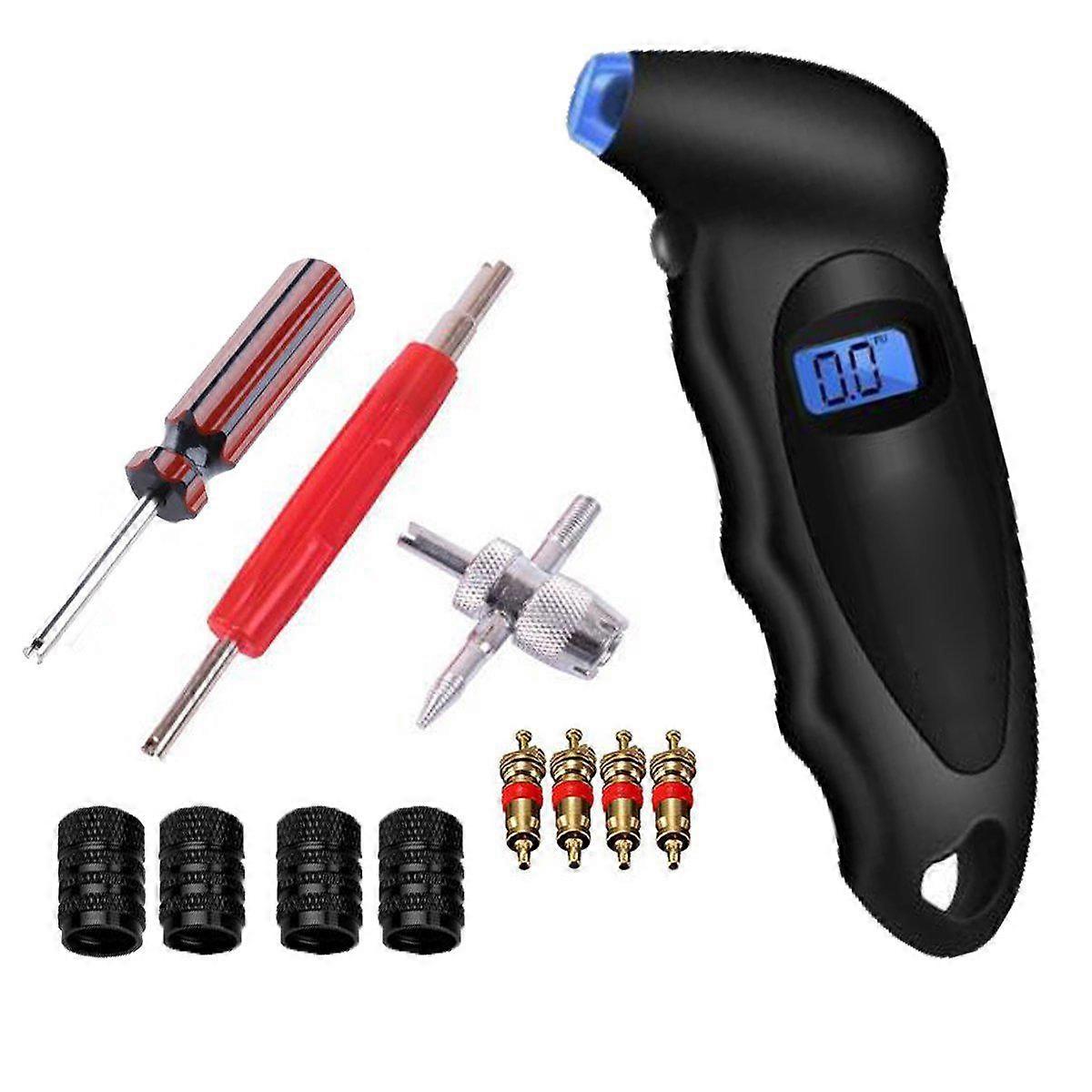 Tire Valve Stem Repair Tool Set - Digital Tire Pressure Gauge Valve Core Remover Tools Set Of 12
