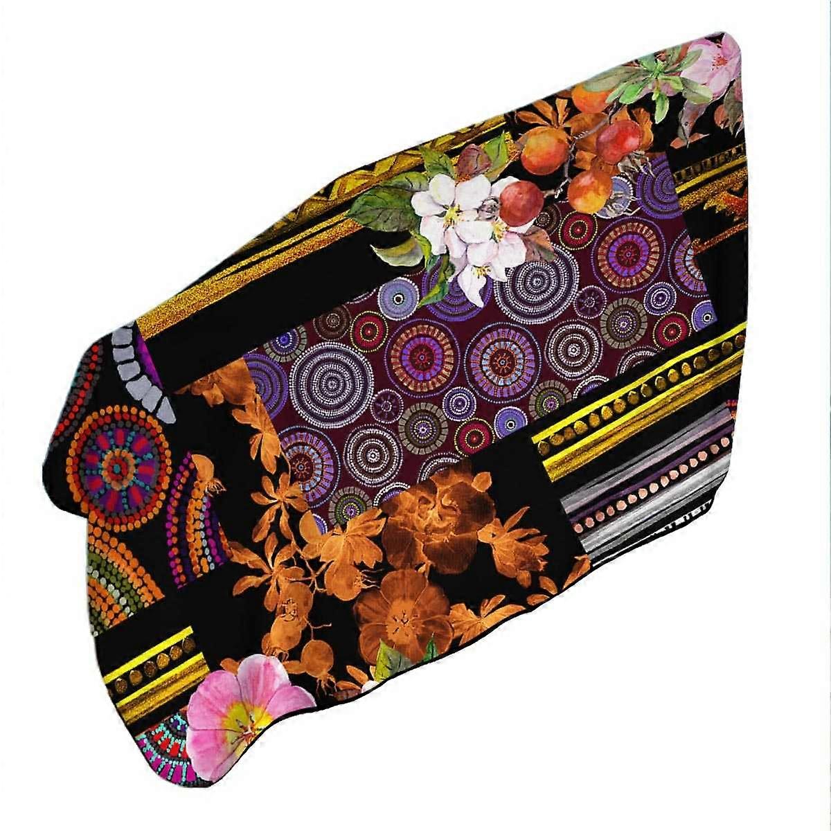 Mandalas and Flowers Dark Messy Design Microfiber Beach Towel