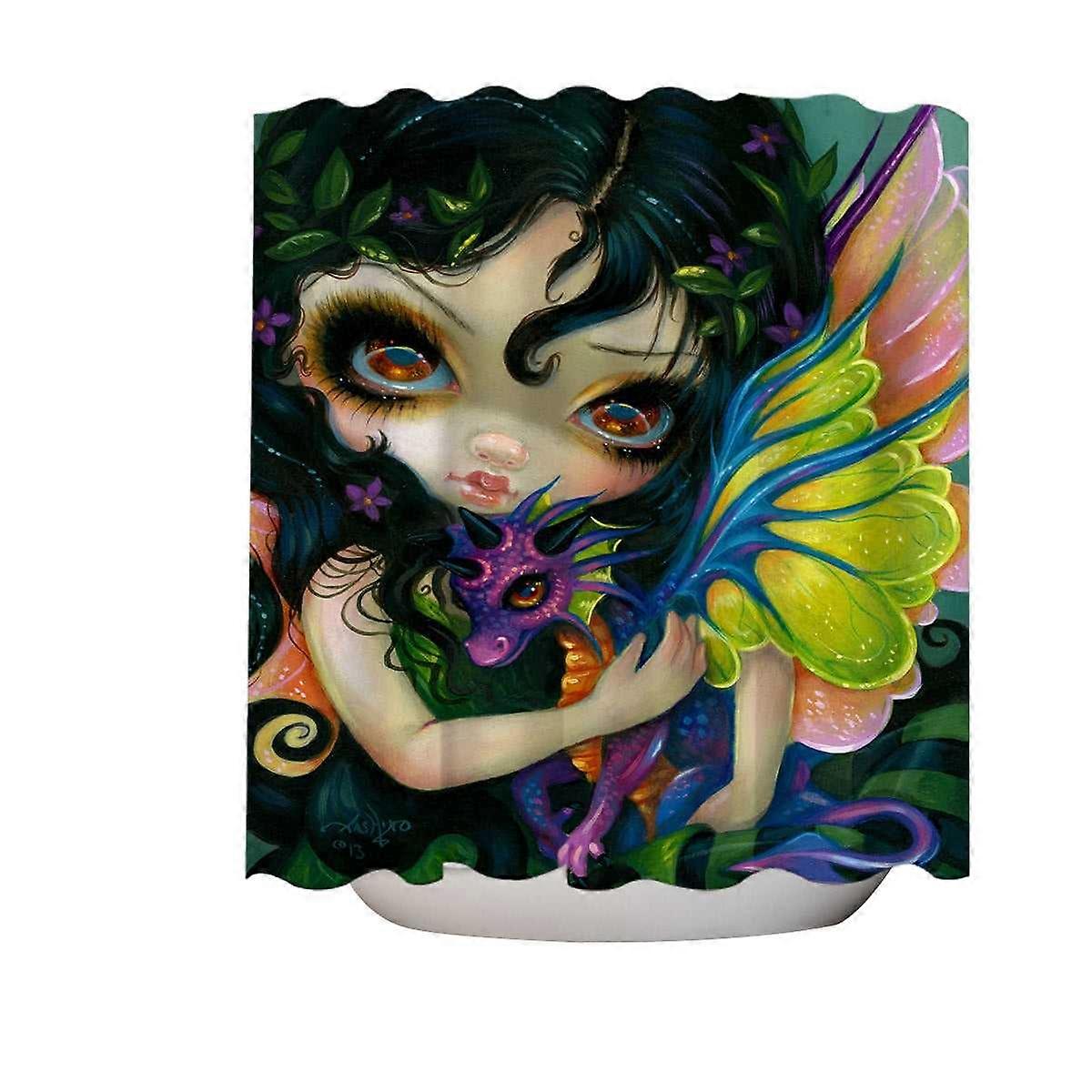 Darling Dragonling Fairy and Purple Cute Dragon Shower Curtain