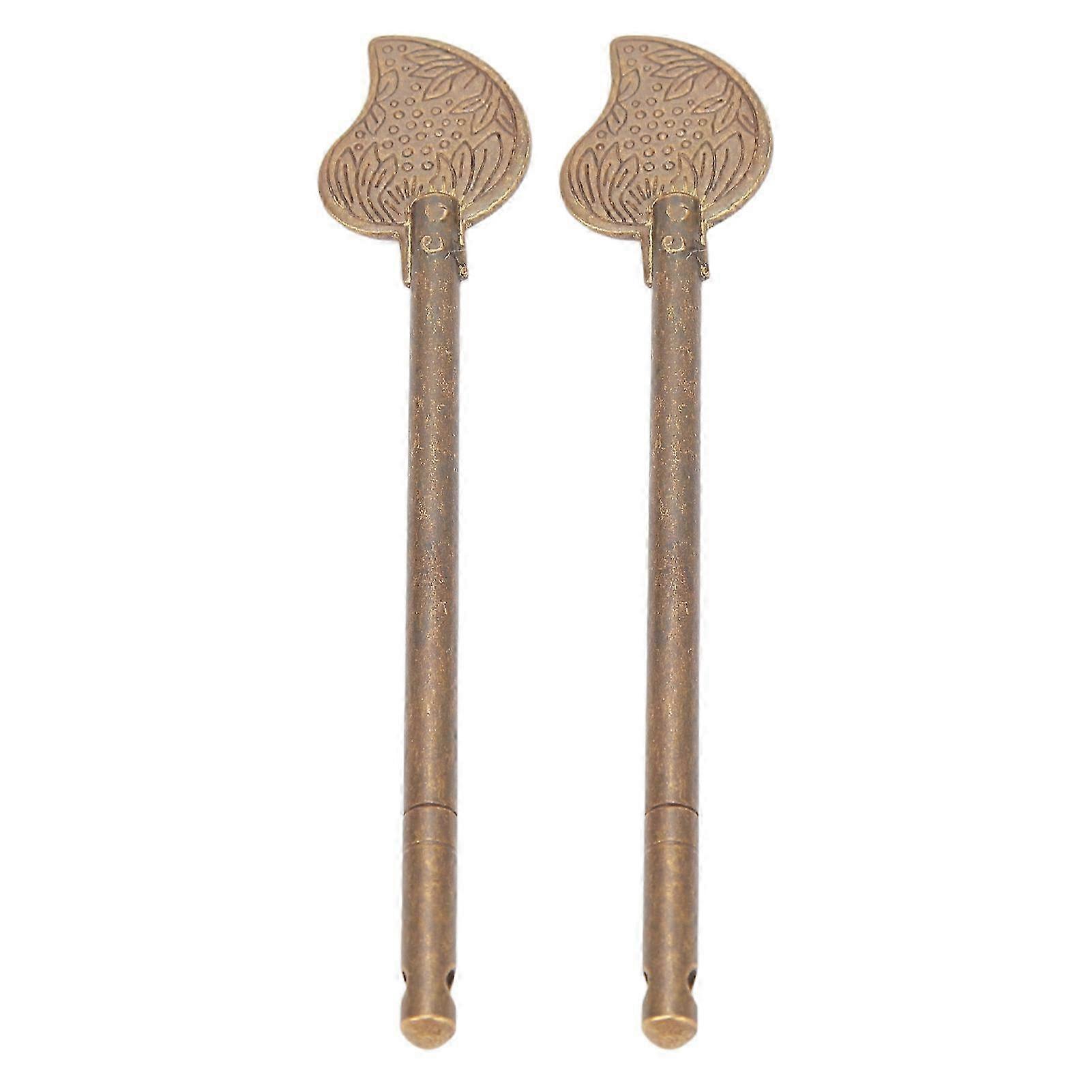 2 Pcs Door Latch Locking Pin 11cm Leaf Shape Retro Style Brass Cabinet Key Latch Bolt Locking Pin