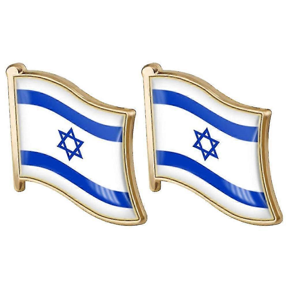 2pcs Israel Flag Brooch Pins Israeli Flag National Flag Brooch Patriotic Badge Lapel Pins