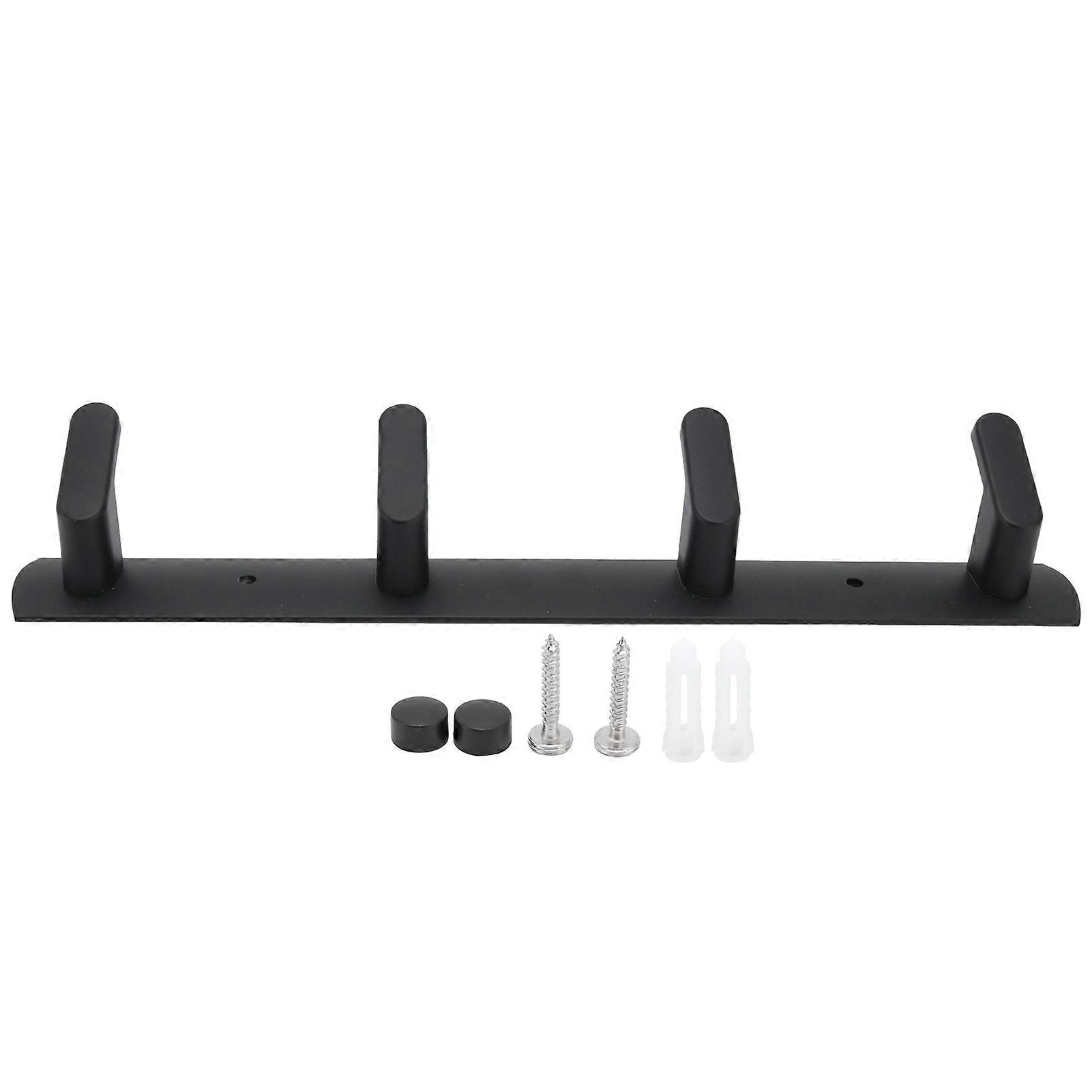 Simple Space Aluminum Row Hooks Wall Mounted Hook For Kitchen Bathroom Wardrobe Black4 Hooks