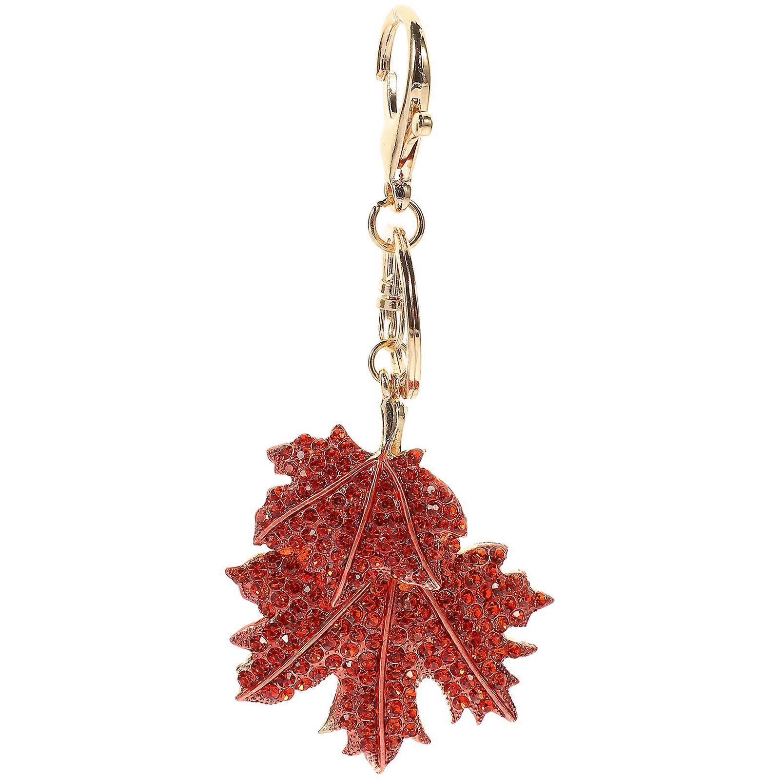Decorative Metal Keychain Maple Leaf Shape Keychain Exquisite Maple Leaf Hanging Key Ring