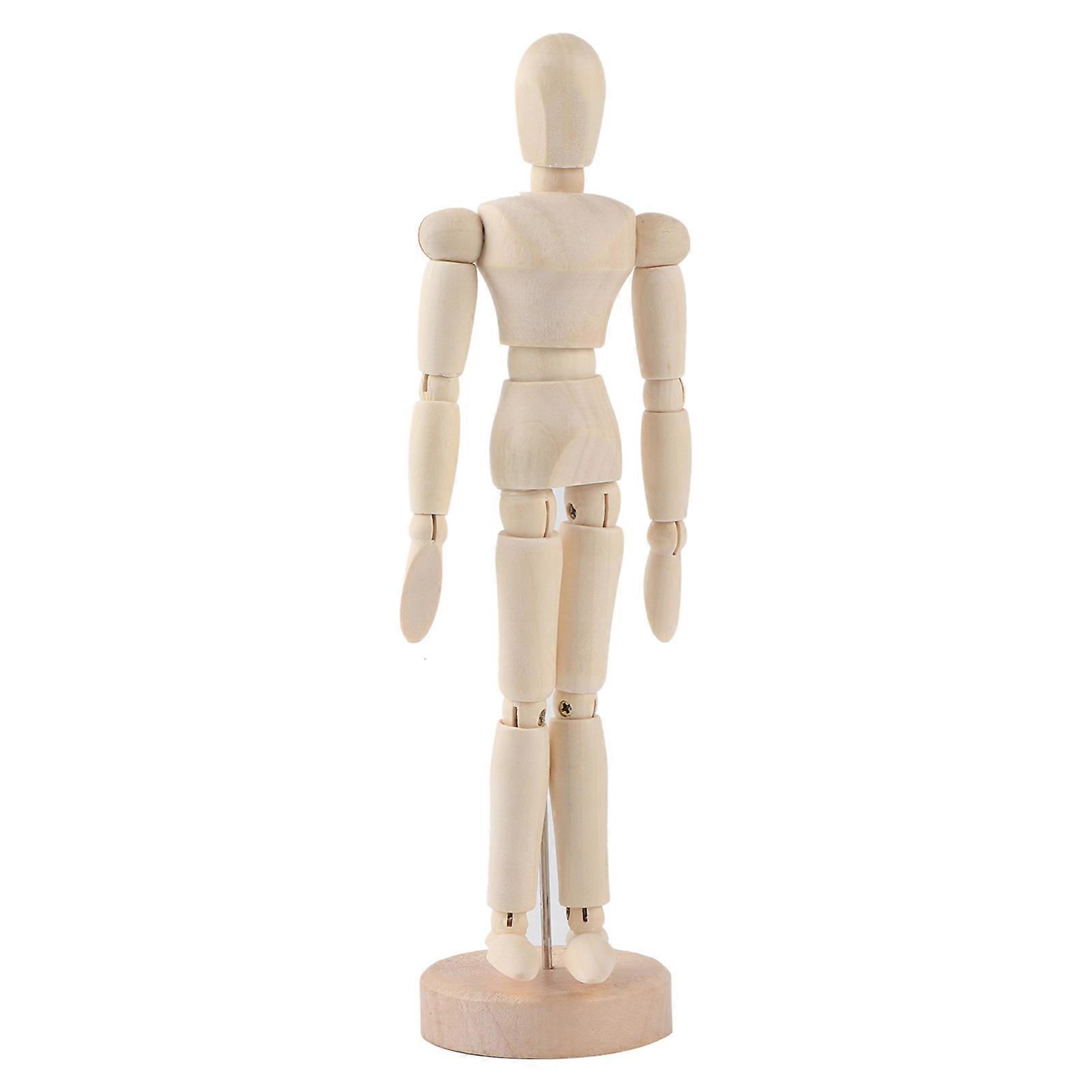 Konstklass Träfigur Manlig manikin Skyltdocka Trä Rörlig modell Display Hantverk 8inch