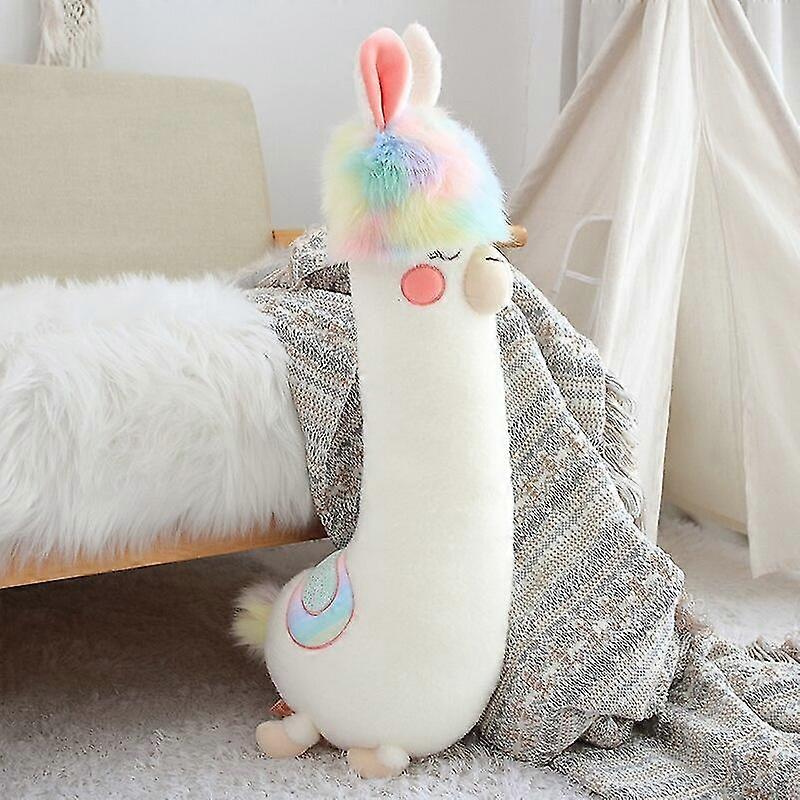Rainbow Wool Alpaca Long Sleeping Pillow Stuffed Large Alpaca Plush Doll Toy