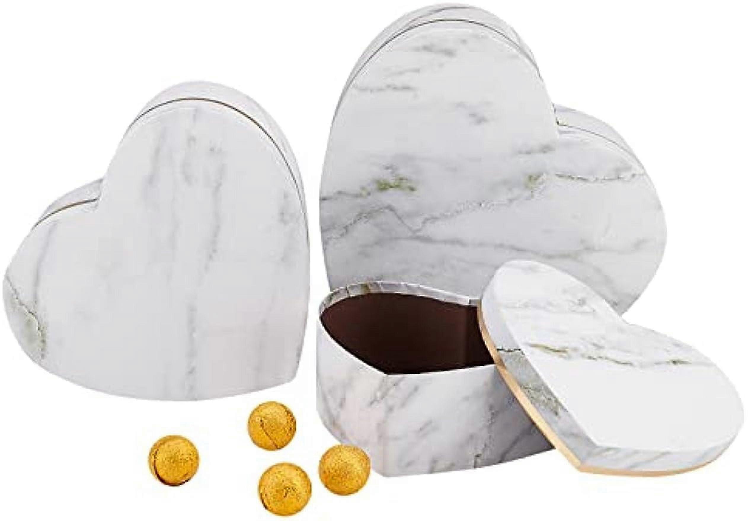 3 Sets White Marble Pattern Heart Gift Box Nesting and Stacking Gift Packaging Boxes Heart Jewelry Gifts Boxes