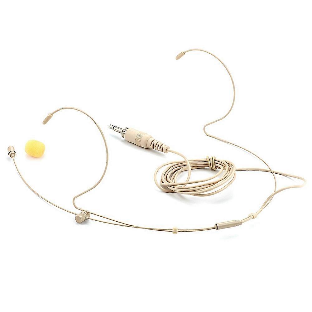 Adjustable Beige Double Earhook Capacitor Headset Mic Headworn Lockable Microphone 3.5mm Plug for W