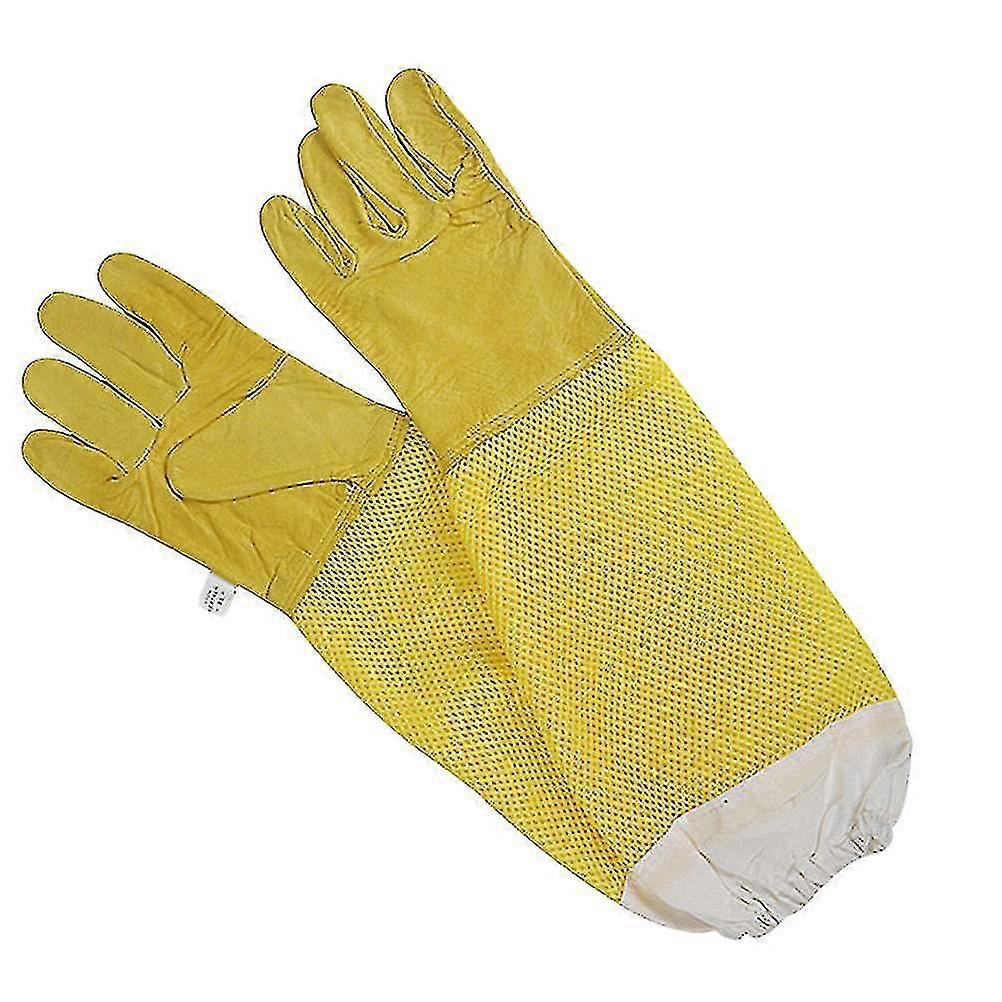 Special Bee Proof Gloves Creative Practical Beekeeping Accessory Sheepskin Gloves(1pair,yellow)