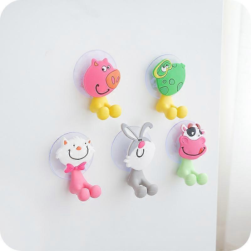 Wall Mounted Duty Suction Cup Toothbrush Holder Hooks Set(5 Small Anima IEQ
