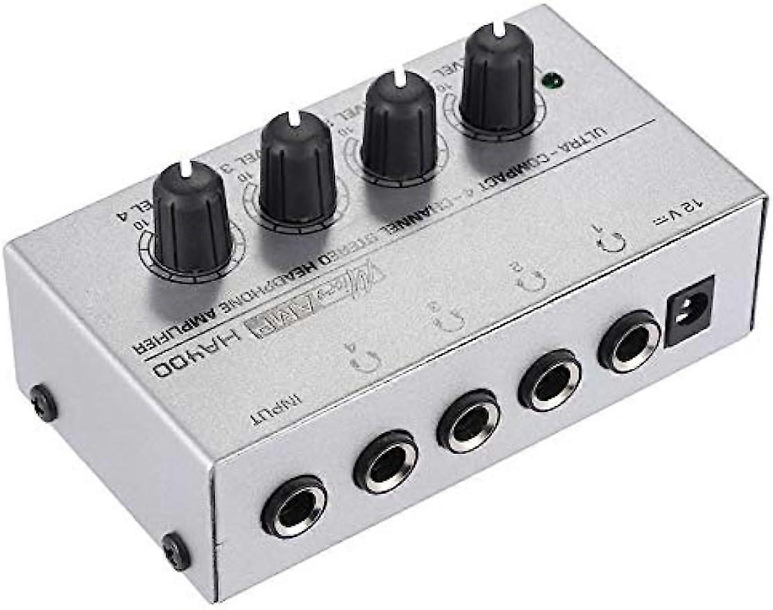 Headphone Amplifer  HA400 Ultra-compact 4 Channels Mini Audio Stereo Headphone Amplifier with Power Adapter