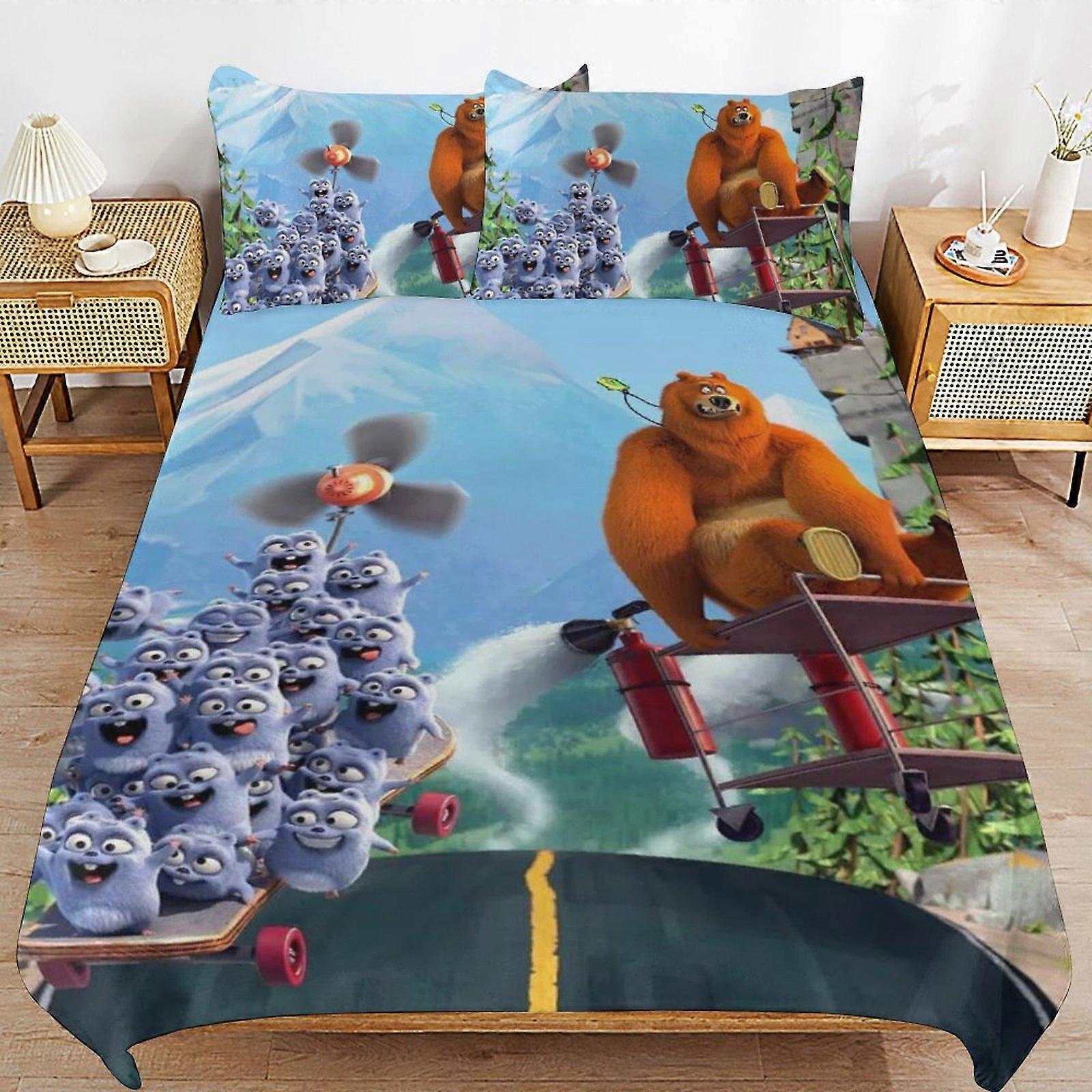x165 Grizzy And The Lemmings Comforter Set 3 Pieces Quilt Cover Set Soft Bedding Sets for All Seasons (1 Comforter 2 Pillowcases) hb165