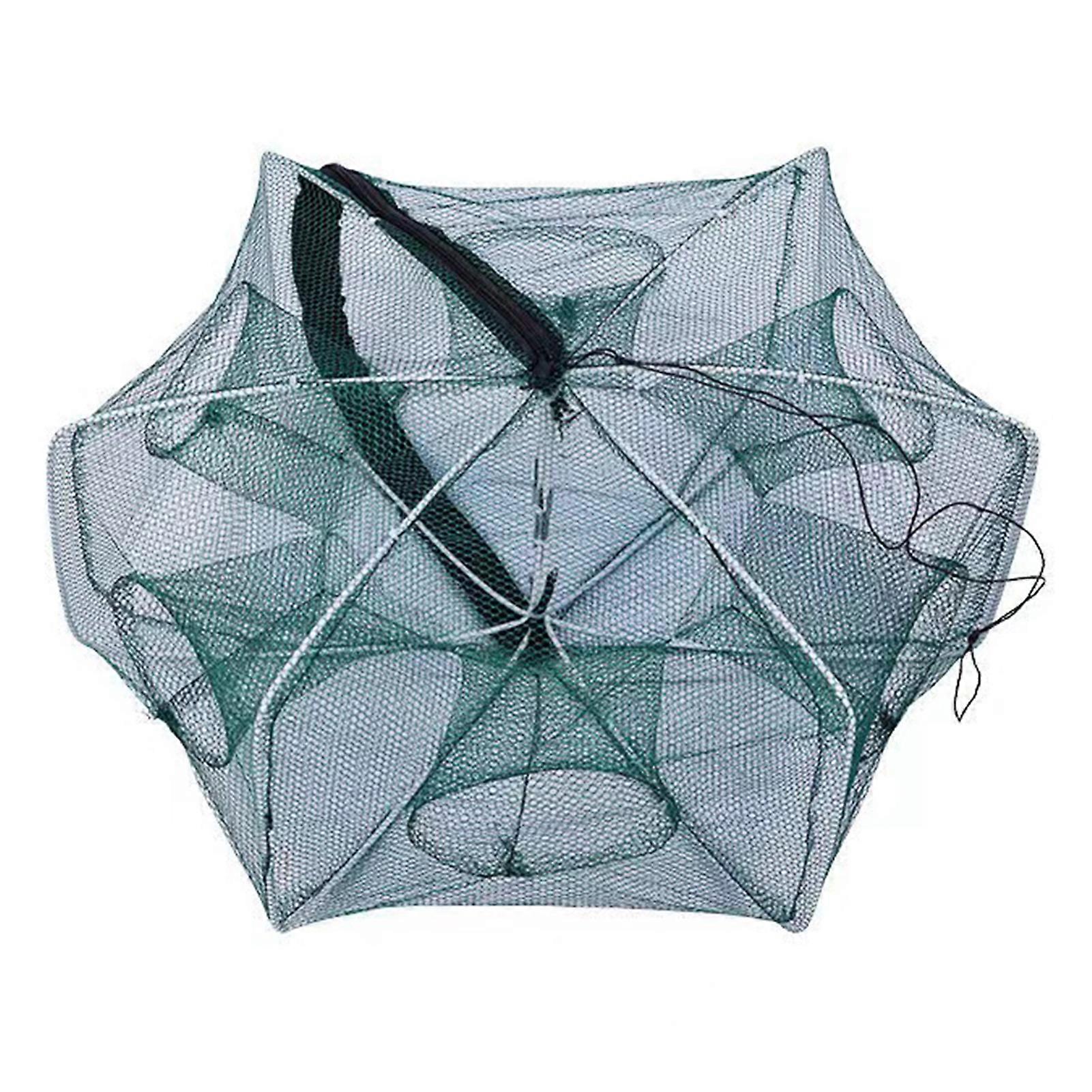 Foldable Fishing Trap Easy to Use Fishing Mesh Net with Steel Wire Portable Long-lasting Fishing Cage for Shrimp Crab Minnow
